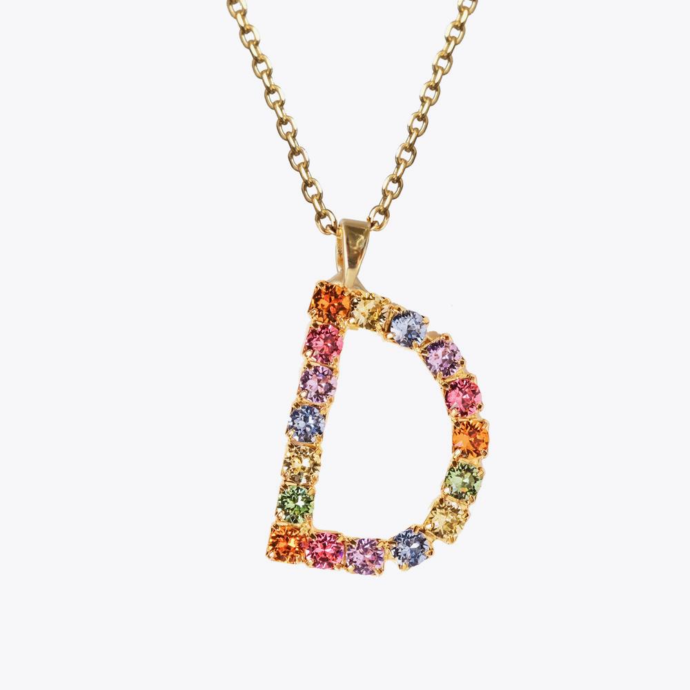 Personalized Letter D Necklace with Rainbow Charm - Custom Name Jewelry for Women, Gift for Her - Perfect for Birthdays, Anniversaries & Everyday Wear