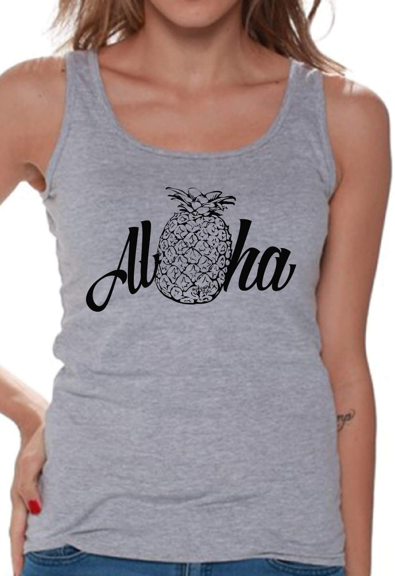 Stylish Women's Aloha Hawaiian Tank Top - Breathable Summer Beach Shirt with Free Bookmark Gift | Perfect for Vacation, Luau Parties & Tropical Getaways