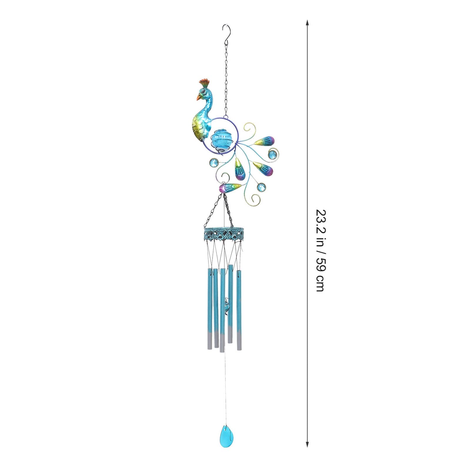 Balacoo Solar Peacock Wind Chime Lamp - Outdoor Garden Decorative Lighting with Ground Plug, Solar Powered Yard & Lawn Light for Patio, Pathway, and Hanging Decor