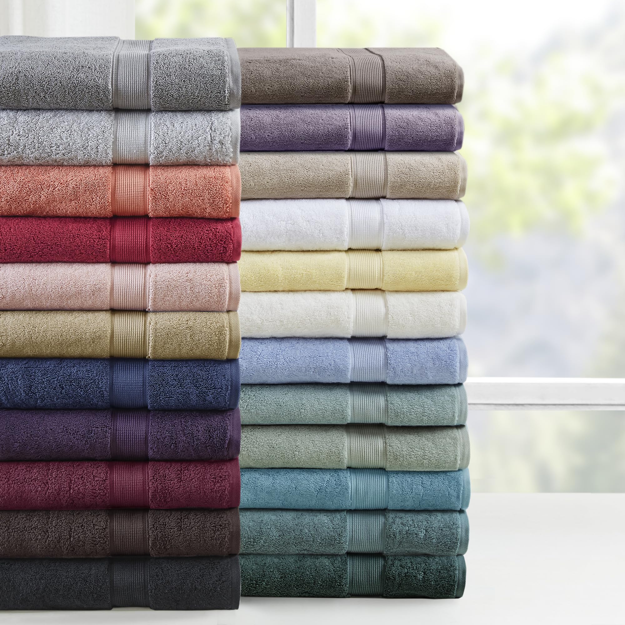 Madison Park Signature 800GSM 100% Cotton Bath Towel Set of 8 - Ultra Absorbent Luxury Bath Sheets, Hand Towels & Washcloths for Spa, Hotel & Home Use (2 Bath Towels, 2 Hand Towels, 4 Washcloths) - Quick Dry, Burgundy