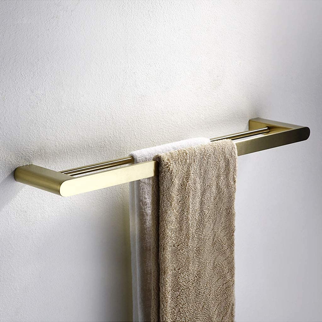 Stainless Steel Double Pole Towel Bar - 50Cm Wall Mounted Bathroom & Kitchen Towel Rack Holder with Storage Shelf | Space-Saving Organizer for Towels, Robes & Accessories | Perfect for Modern Homes, Apartments & Hotels