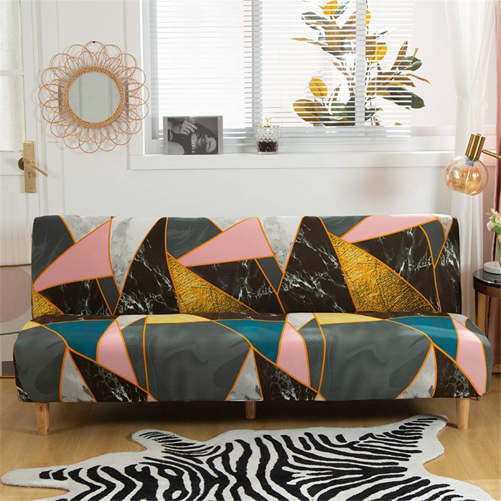 Beacon Pet Stretch Sofa Slipcover - Armless Futon Cover, Printed Fitted Furniture Protector, Elastic Polyester Spandex, Washable Armless Sofa Cover for Folding Couch Shield - Perfect for Pet Owners, Living Room Decor & Furniture Protection