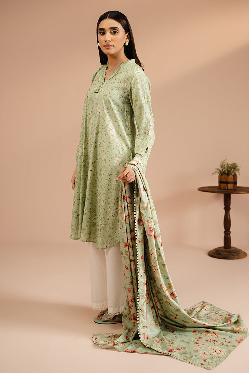 Elegant Mint Frost 2-Piece Set (Shirt & Dupatta) for Women - Perfect for Weddings, Parties & Festive Occasions