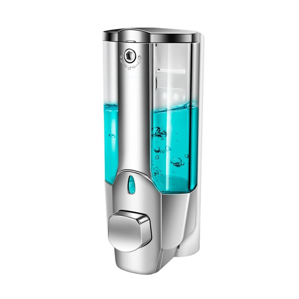 350ml Wall Mounted Soap Dispenser for Shampoo, Conditioner & Body Wash - Silver Bathroom & Kitchen Lotion Dispenser for Home Use | Perfect for Showers, Sinks & Countertops