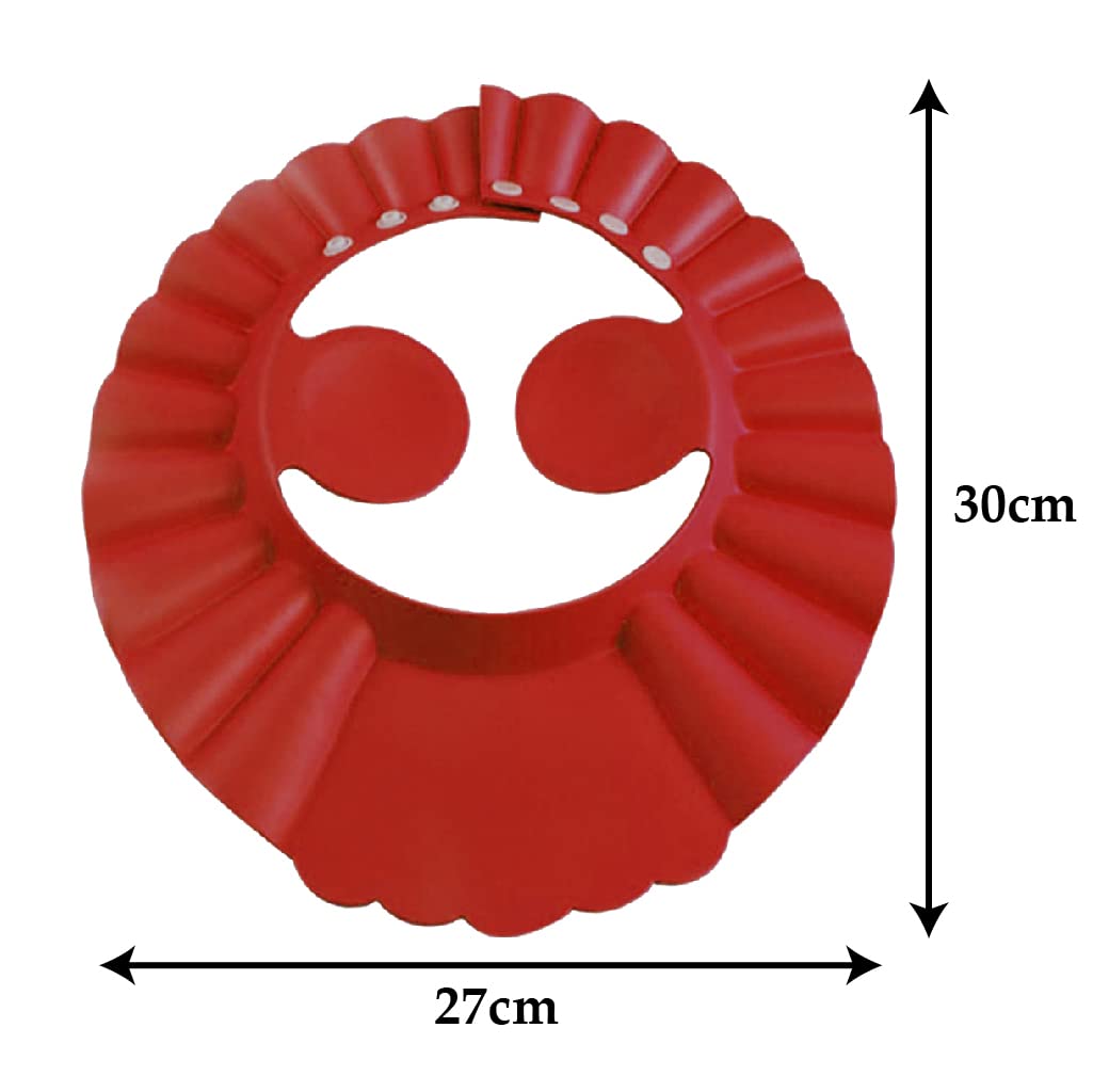 Waterproof Adjustable Kids Shower Cap for Bathing & Hair Washing - Soft Rubber Elastic Band, Maroon Color - Perfect for Toddlers, Children & Sensitive Skin (Home, Travel, Spa)
