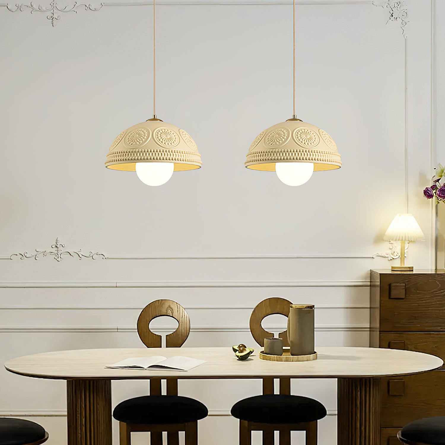 Modern Embossed Ripple Pendant Light - Handcrafted Glass Ceiling Lamp for Dining Room, Kitchen Island & Living Room Decor