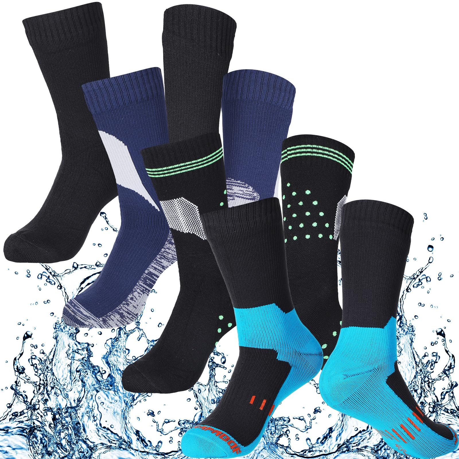 Jiuguva 4 Pairs Waterproof Socks for Men & Women - Breathable Unisex Outdoor Sports Socks for Cycling, Running, Hiking, Skiing & Water Activities - Keep Feet Dry in All Weather Conditions