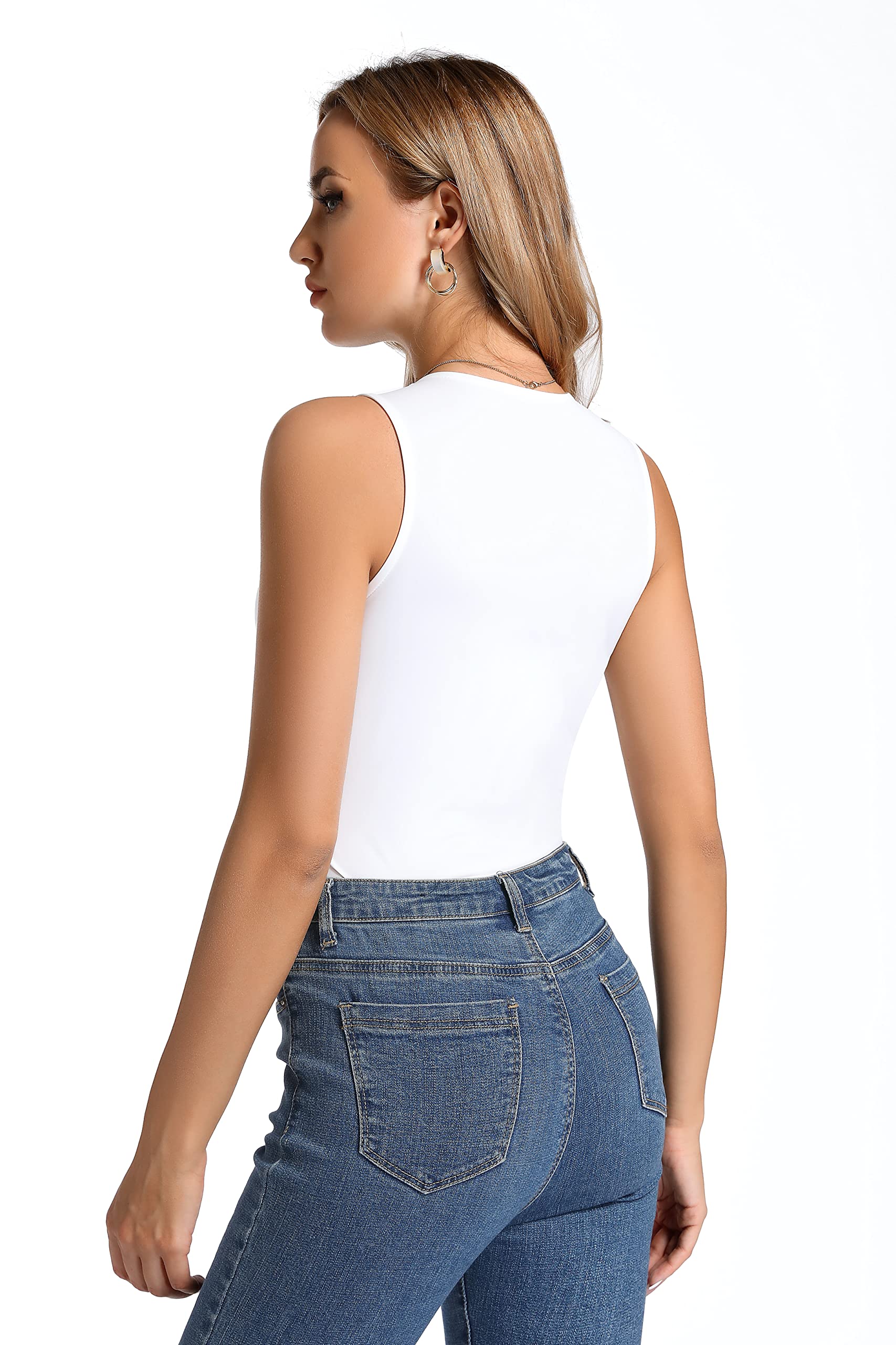 BSXIJIE Women's Sleeveless Bodysuit - Sexy Halter Neck & Crew Neck Tank Tops, Slim Fit Basic Jumpsuit for Casual Wear, Night Out, and Summer Fashion