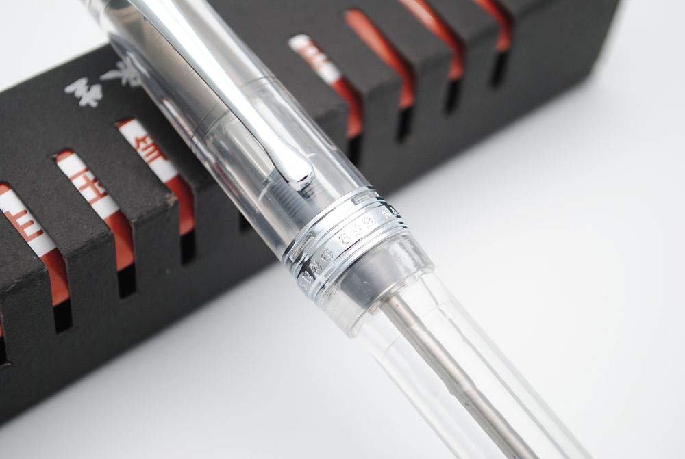 CZXYWST 699 Negative Pressure Vacuum Filling Fountain Pen - Transparent Barrel with Silver Clip, Fine 0.5mm Nib - Original Gift Box Included - Perfect for Calligraphy, Journaling & Office Writing