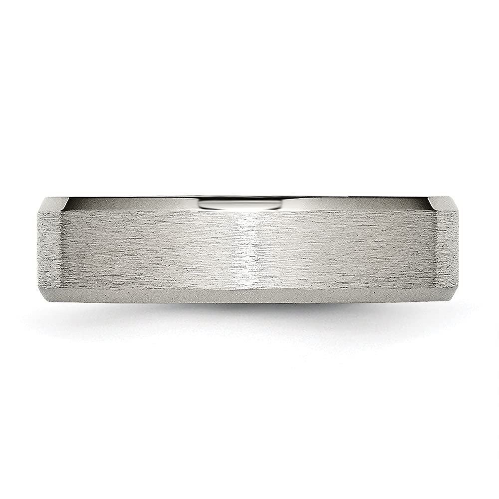 Titanium Beveled Edge 6mm Wedding Band Ring for Men - Brushed Finish with Stone Accent | Durable & Comfortable for Everyday Wear, Anniversary Gifts & Special Occasions