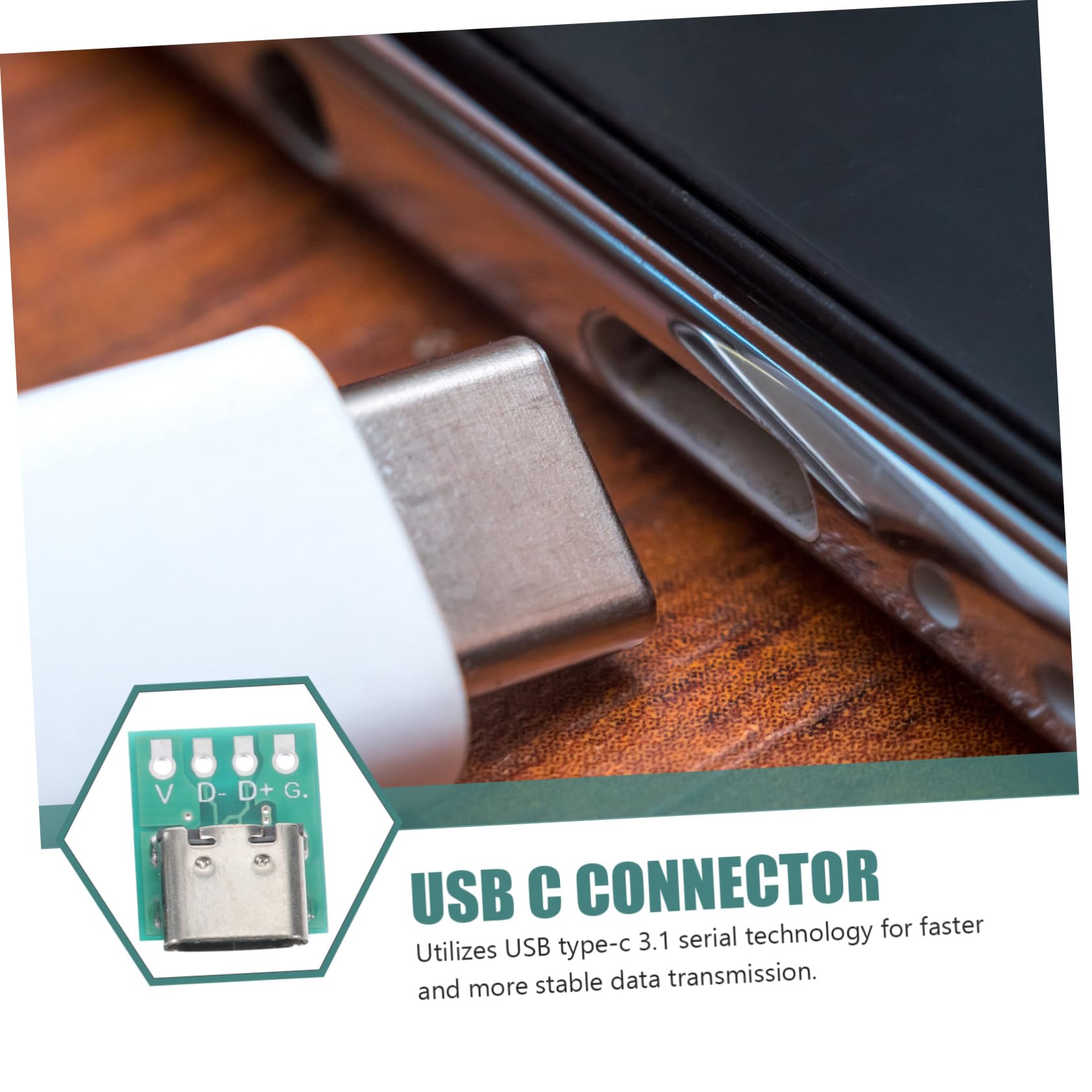 BESTonZON 10-Pack USB C 3.1 Type-C Female Connector Board Adapter - Compatible with Phones, Laptops & Tablets for Fast Charging & Data Transfer