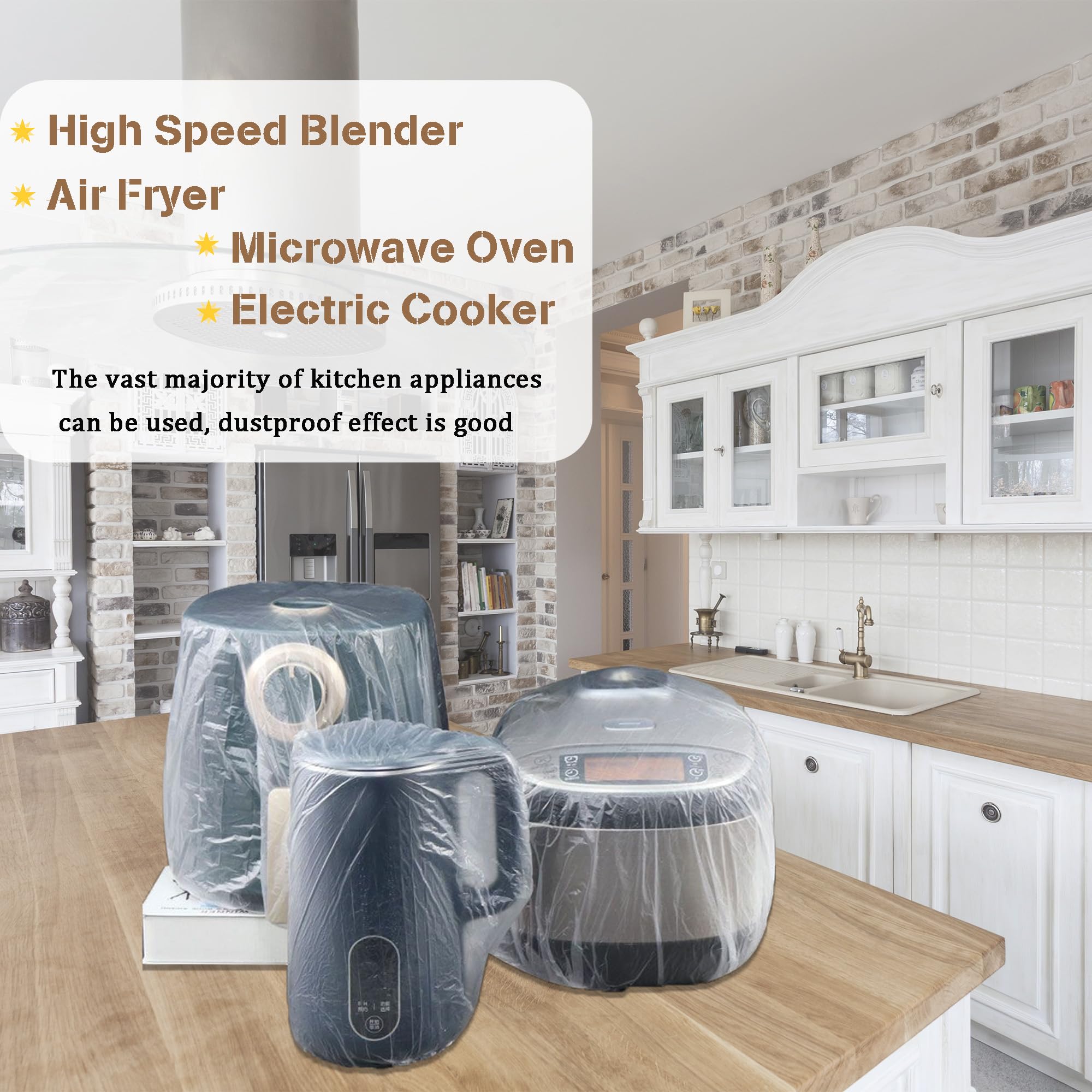 30PCS Clear Disposable Kitchen Appliance Covers - Thickened Elastic Dust Protector for Oven, Air Fryer, Blender, Toaster, Pressure Cooker (S/M/L) - Keep Appliances Clean & Dust-Free While Storing or Not in Use