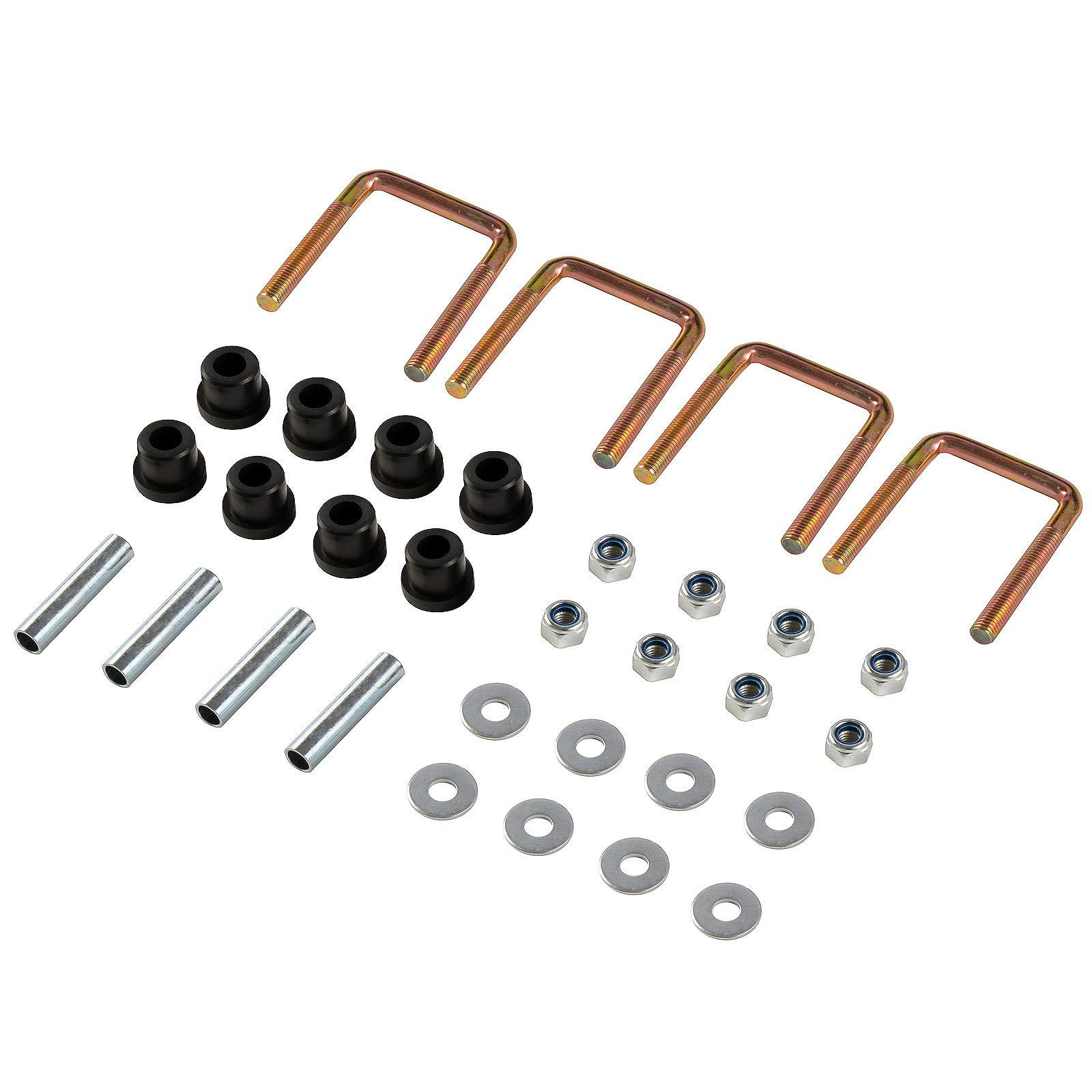 Roykaw Heavy Duty Golf Cart Rear Leaf Spring Kit for EZGO TXT Gas & Electric Models - Includes Bushings, Sleeves, U-Bolts (4 Stiff Springs) - OEM# 70247-G01, 70474-G01, 70505-G01, 603109 - Perfect for Golf Course Maintenance & Off-Road Vehicle Upgrades