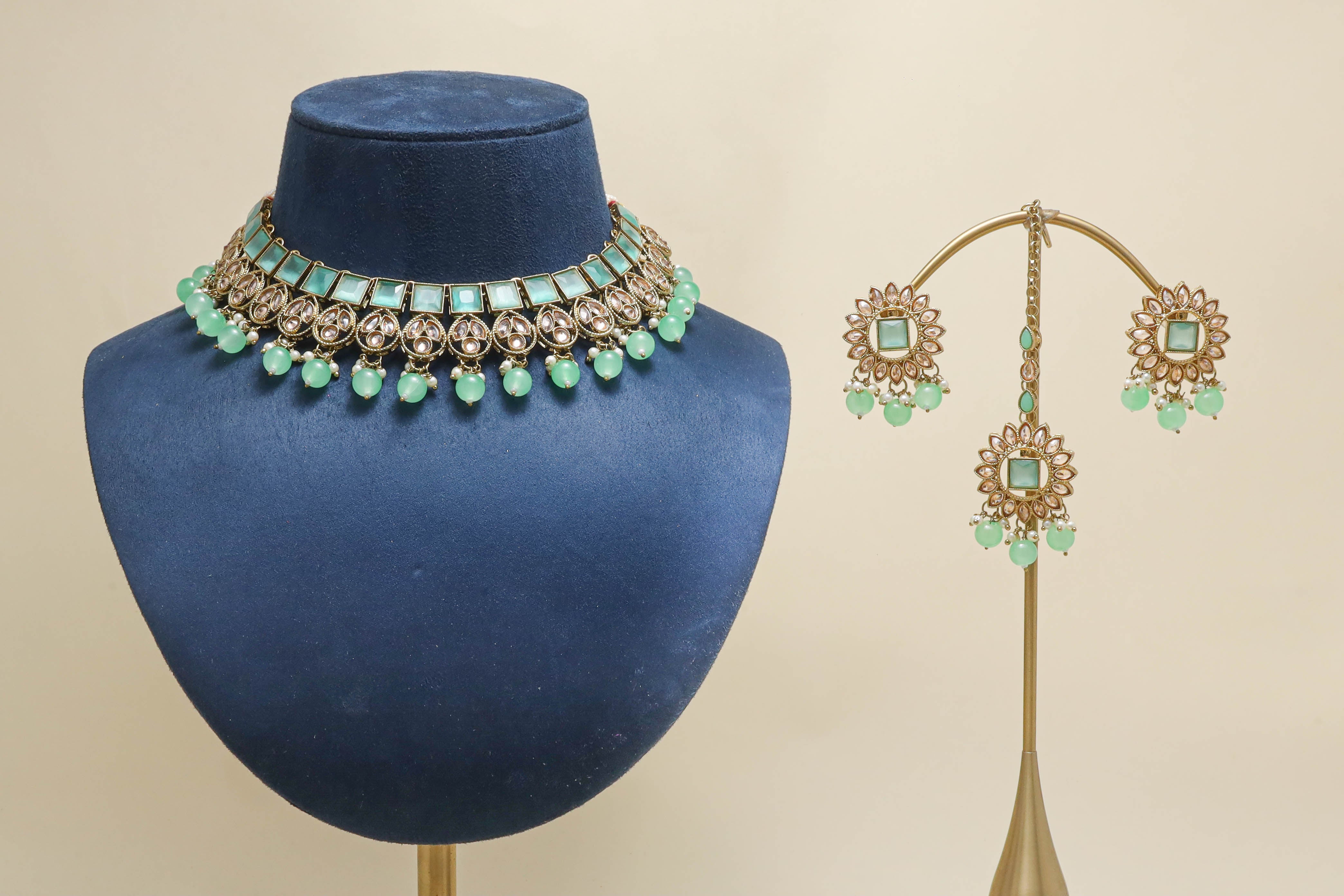 JHANVI POLKI Full Set Jewelry - Traditional Indian Kundan Necklace Set for Women | Perfect for Weddings, Parties & Festive Occasions