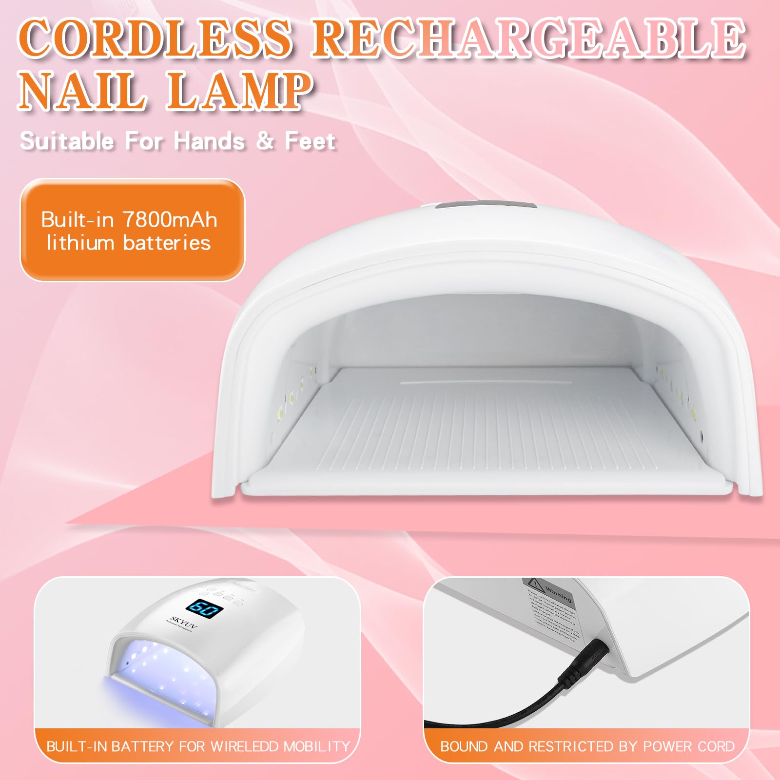 Professional Rechargeable UV LED Nail Lamp - Fast Drying Gel Polish Light with Auto Sensor for Fingernails & Toenails | Perfect for Home Manicures, Salon Nail Art & DIY Gel Polish Curing