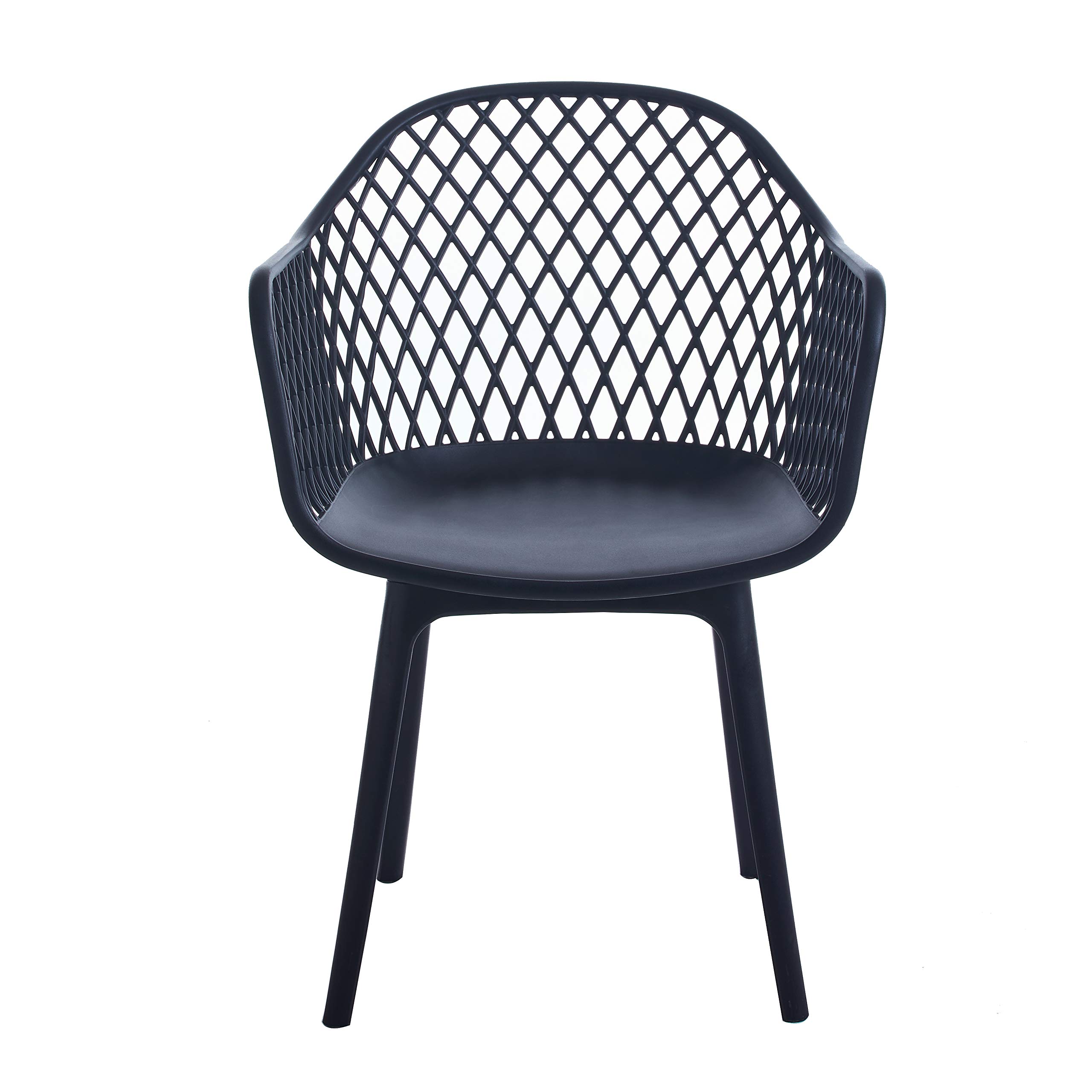 Porthos Home Miro Dining Chairs Set of 2 - Waterproof & Stain Resistant Plastic Chairs with Mid-Height Back, Geometric Pattern & Sturdy Legs - Modern Kitchen & Dining Room Furniture for Home, Restaurant & Cafe Use