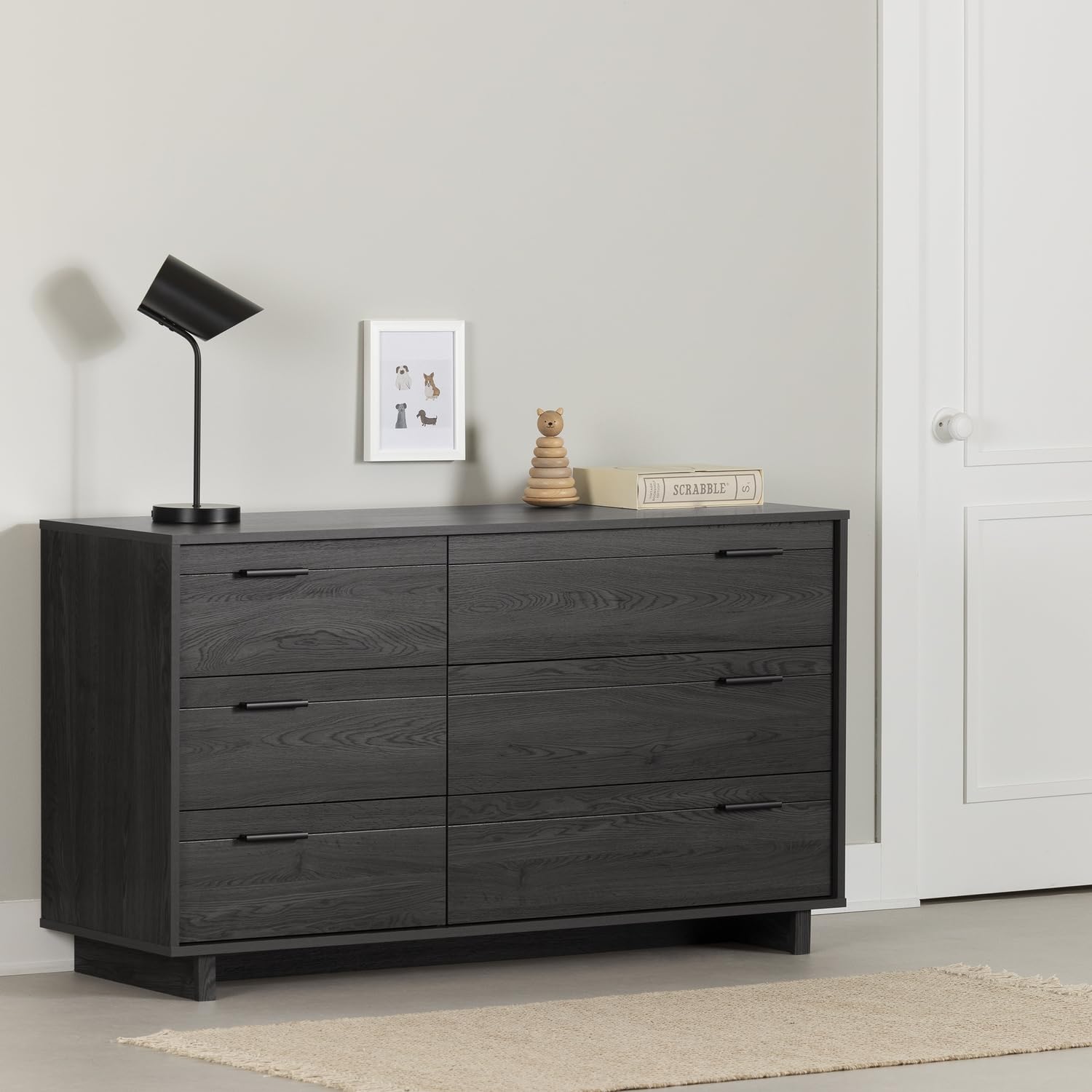 South Shore Fynn 6-Drawer Double Dresser in Gray Oak - Modern Bedroom Storage Solution for Clothes & Accessories | Perfect for Master Bedroom, Guest Room & Dorm Organization