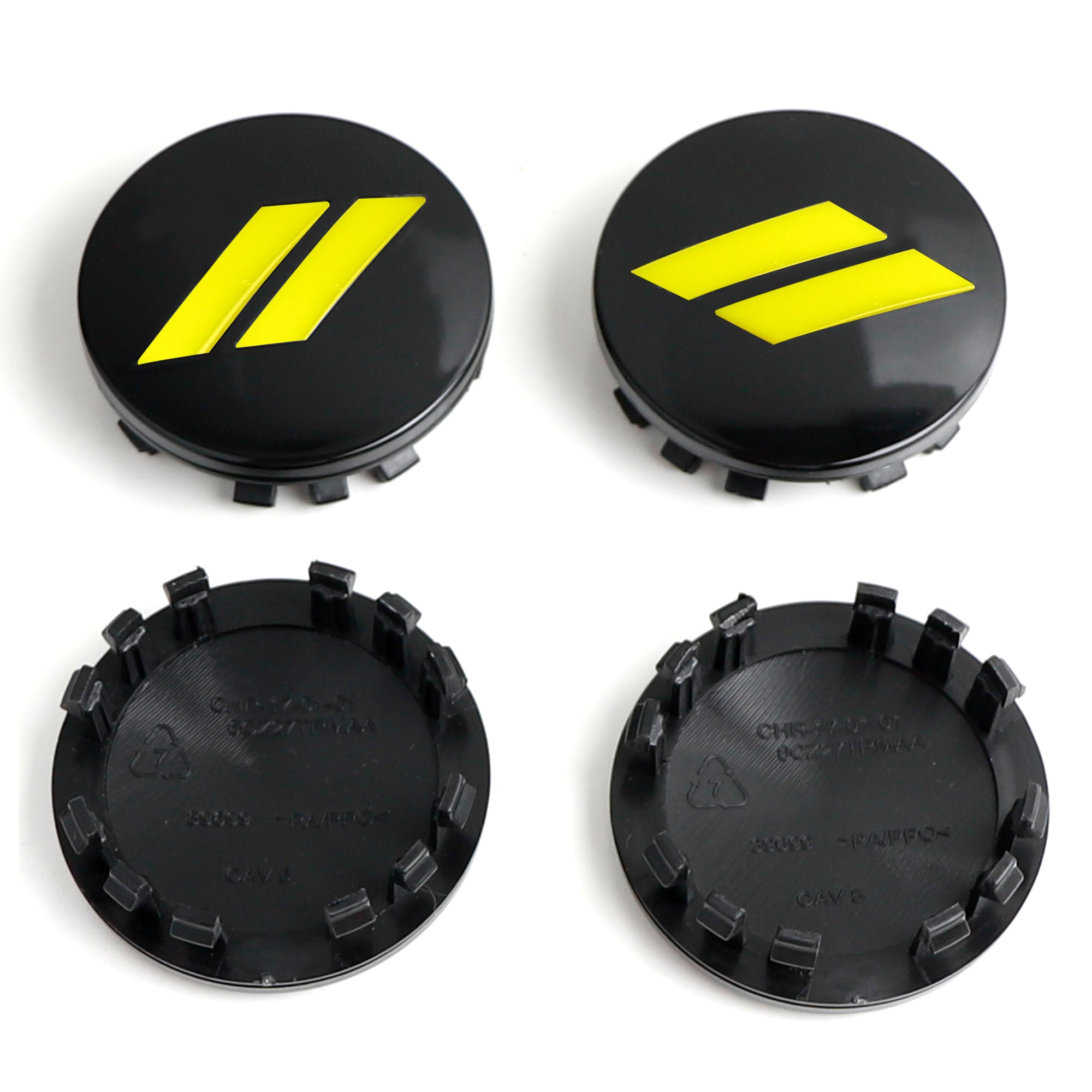 4-Piece 63mm Yellow Slash Wheel Center Caps for Dodge Charger, Challenger, Durango - Upgrade Your Ride's Style (Fits 2005-2023 Models) - Perfect for Car Shows & Custom Wheel Protection
