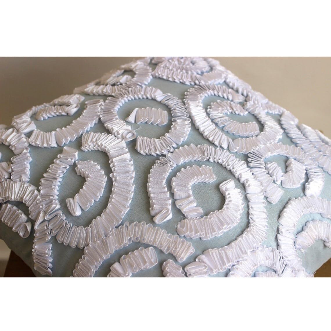 HomeCentric 16x16 Inch (40x40 cm) Light Blue Silk Throw Pillow Covers - Abstract Contemporary Designer Fabric Couch Pillows for Living Room, Bedroom & Sofa Decor - White Sizzle Pattern