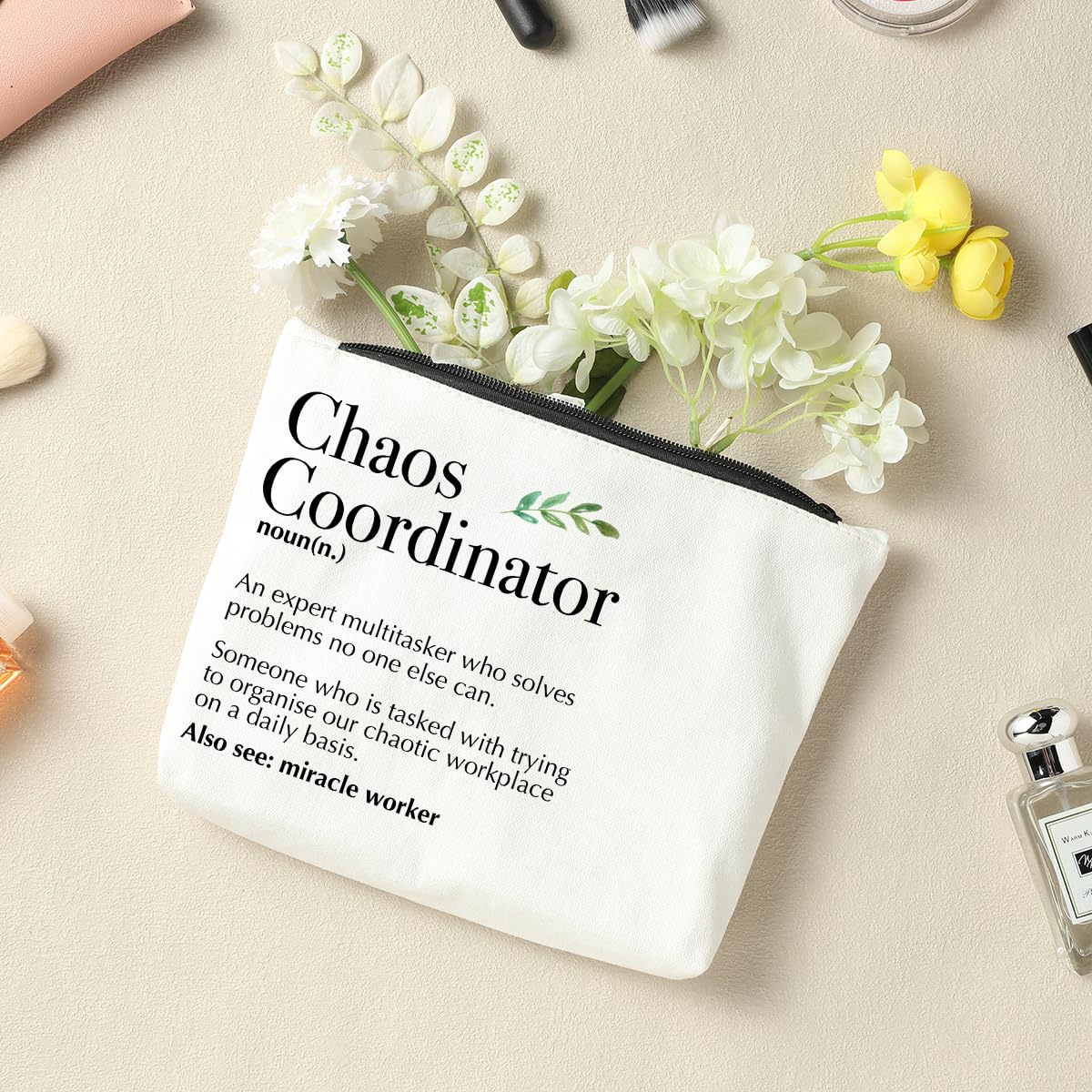 Chaos Coordinator Gifts for Women - Inspirational Thank You Gifts for Her, Wife, Friends & Coworkers - Cute Makeup Bag for Birthday, Appreciation & Employee Recognition - Perfect Office, Home & Travel Organizer