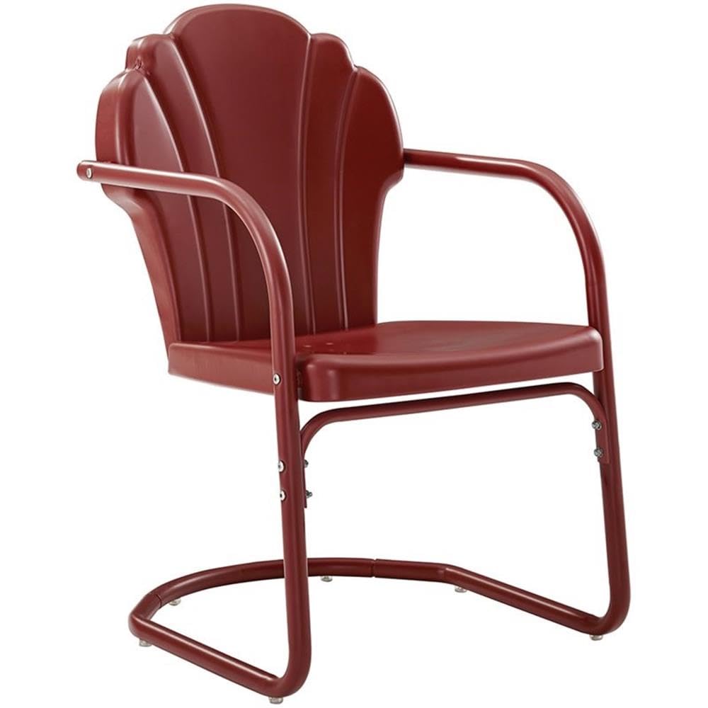 Dark Red Satin Steel Metal Outdoor Chairs (Set of 2) - Patio, Garden, Poolside & Backyard Seating Furniture for Relaxing