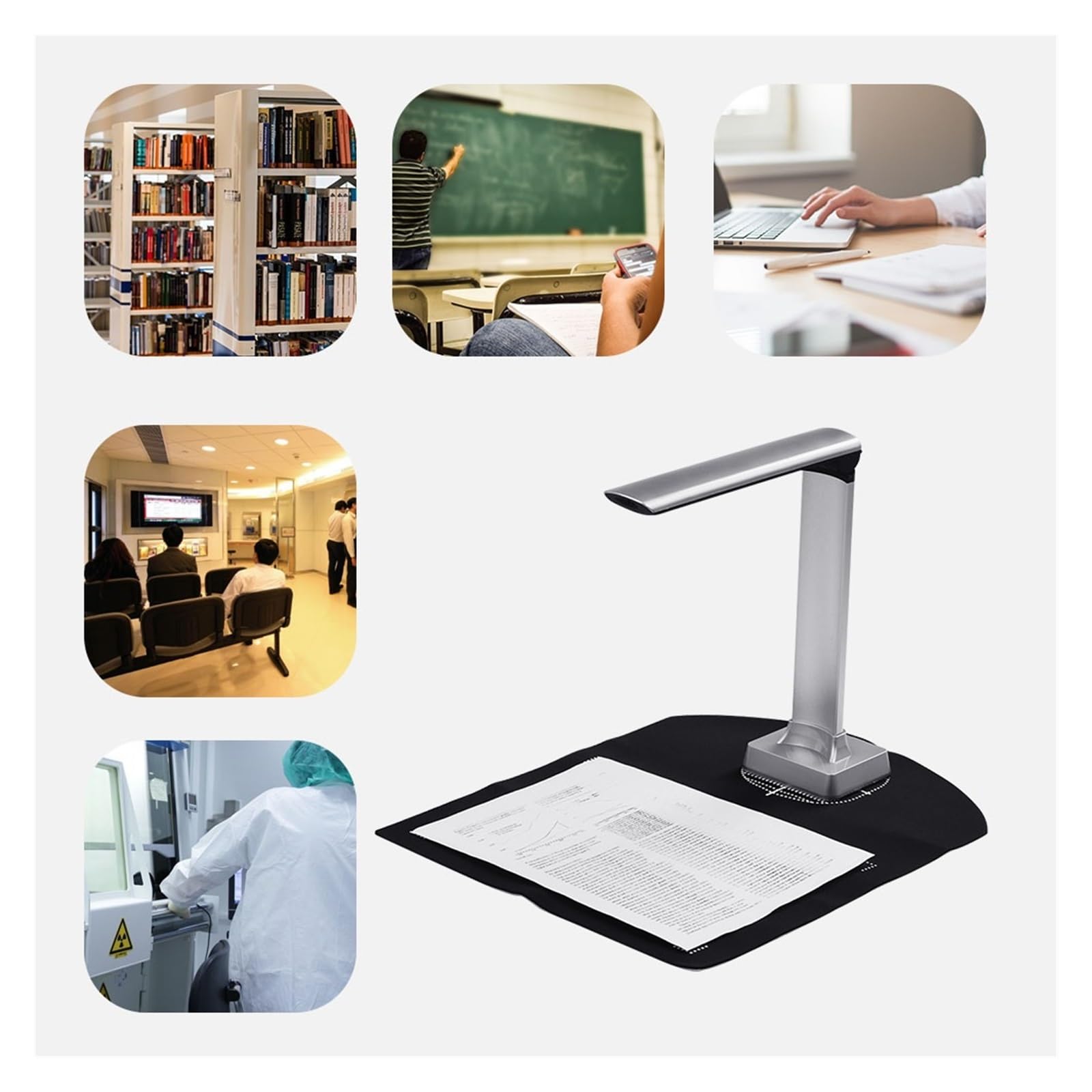 5MP Portable Document Scanner for Books, Receipts & Invoices - A4 Size File Recognition - Perfect for Office, Home & Travel Use