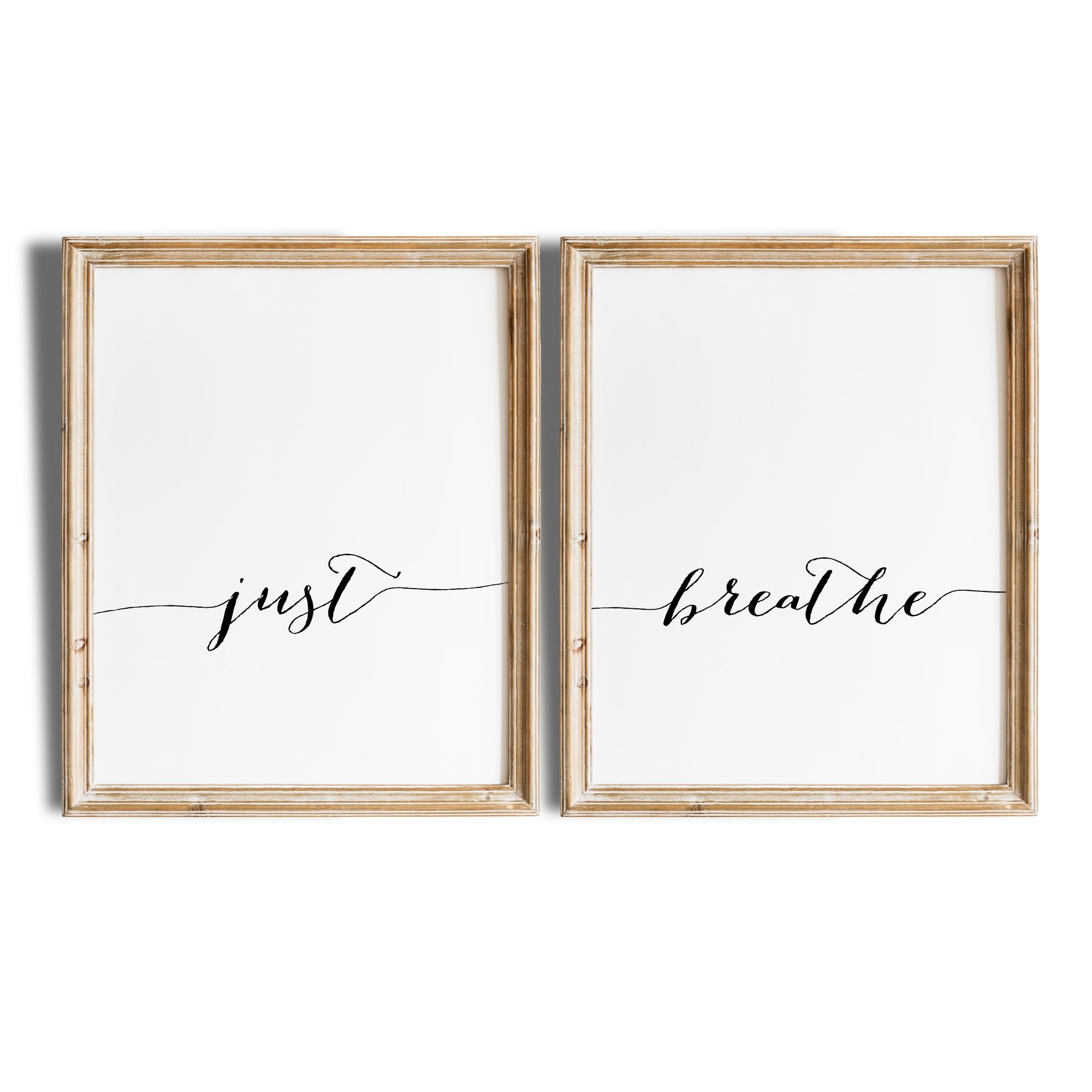 Just Breathe Wall Art Prints - Set of 2 Unframed 8x10 - Inspirational Office & Home Décor