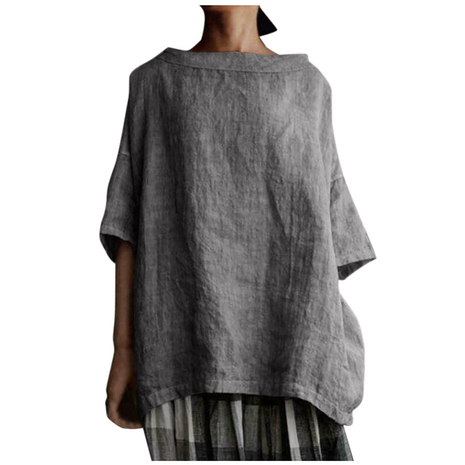 Breathable Linen T-Shirt for Women - Soft Cotton Summer Tee, Loose Fit Solid Color Top | Perfect for Casual Wear, Beach Outings & Everyday Comfort