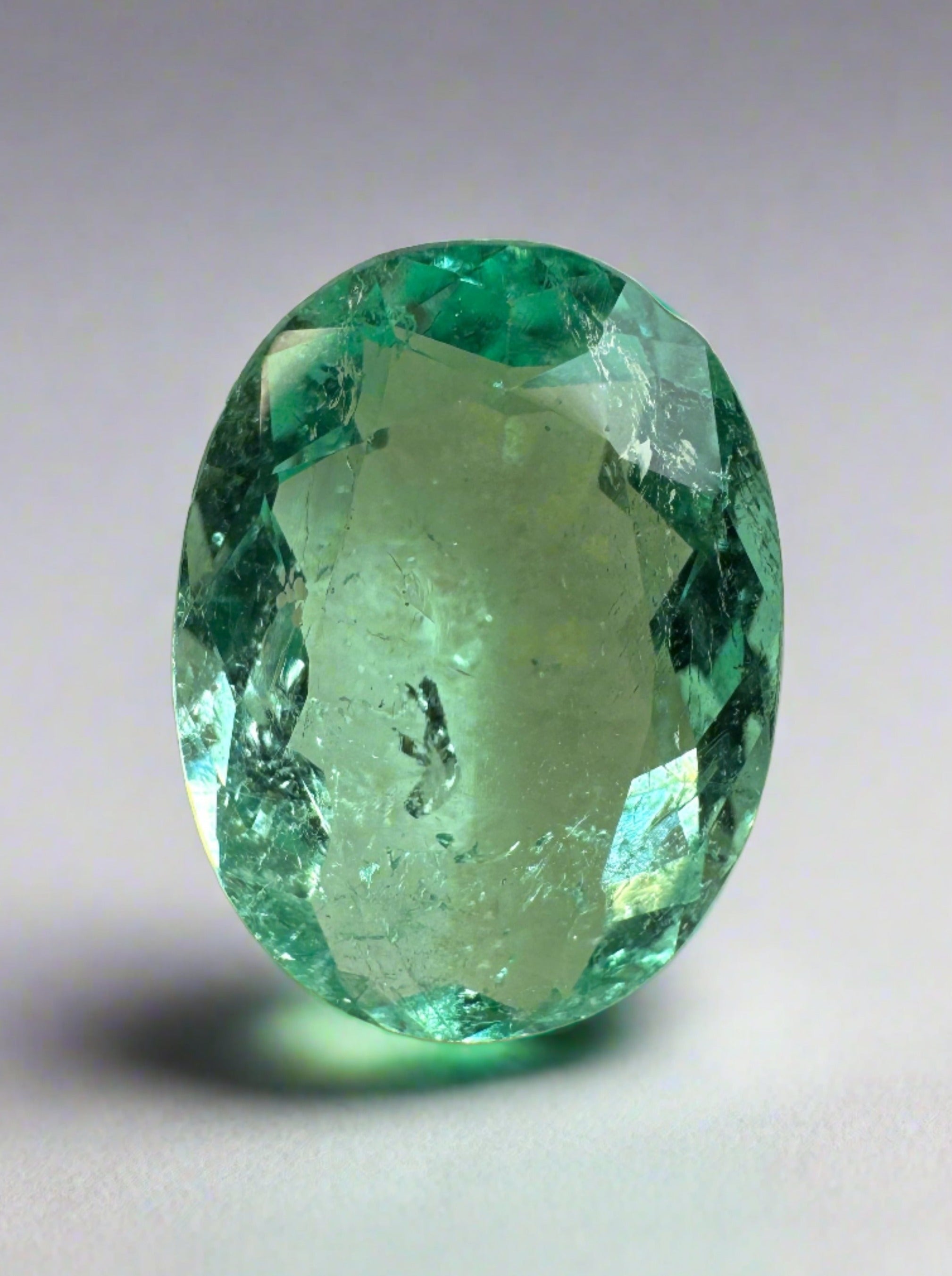 4.32 Carat 13x10mm Sea Foam Green Natural Loose Colombian Emerald Oval Cut Gemstone for Jewelry Making, Engagement Rings & Fine Collections