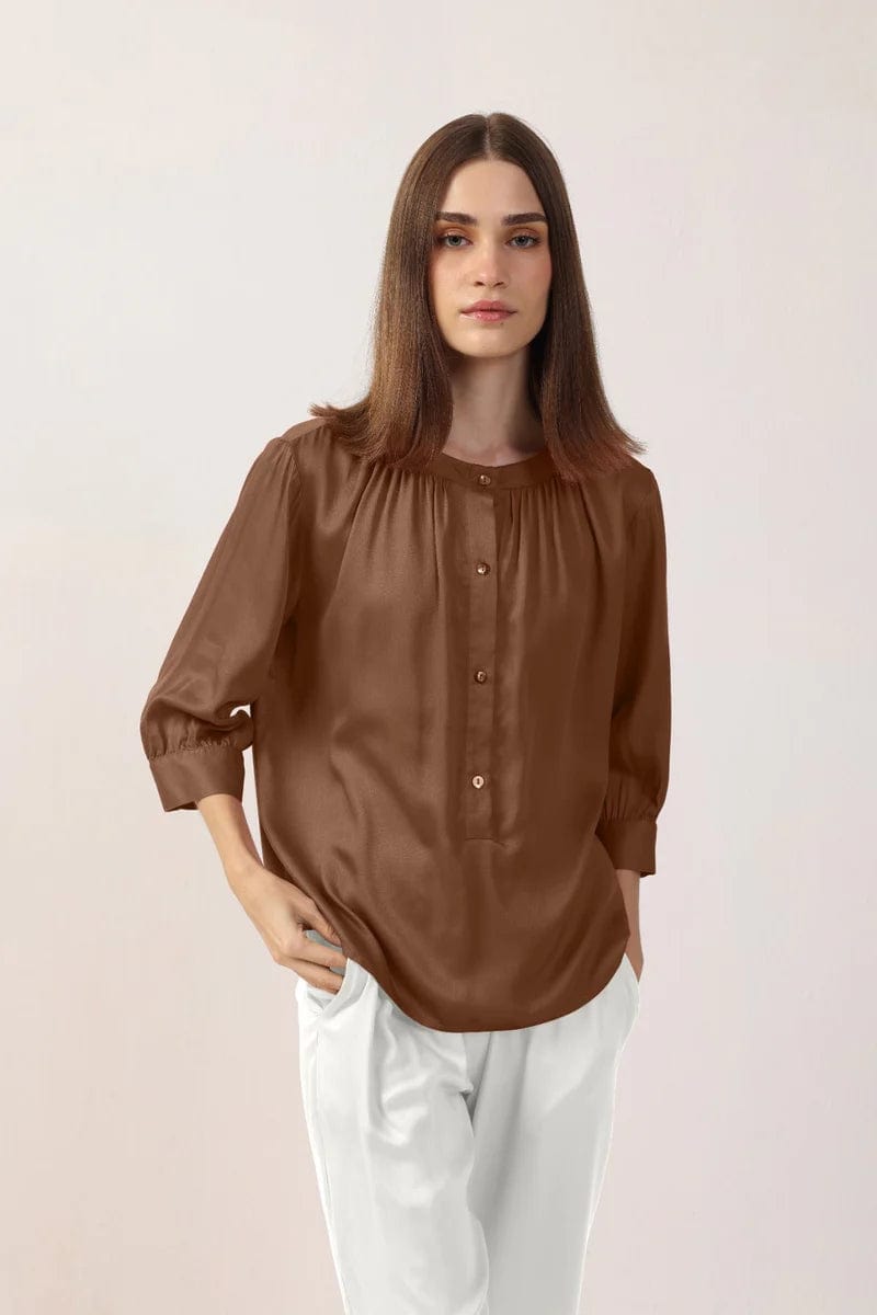 Nickie Women's Satin TENCEL™ Blouse - Soft & Breathable Long Sleeve Shirt in Multiple Colors | Office Wear, Casual Outfits & Special Occasions