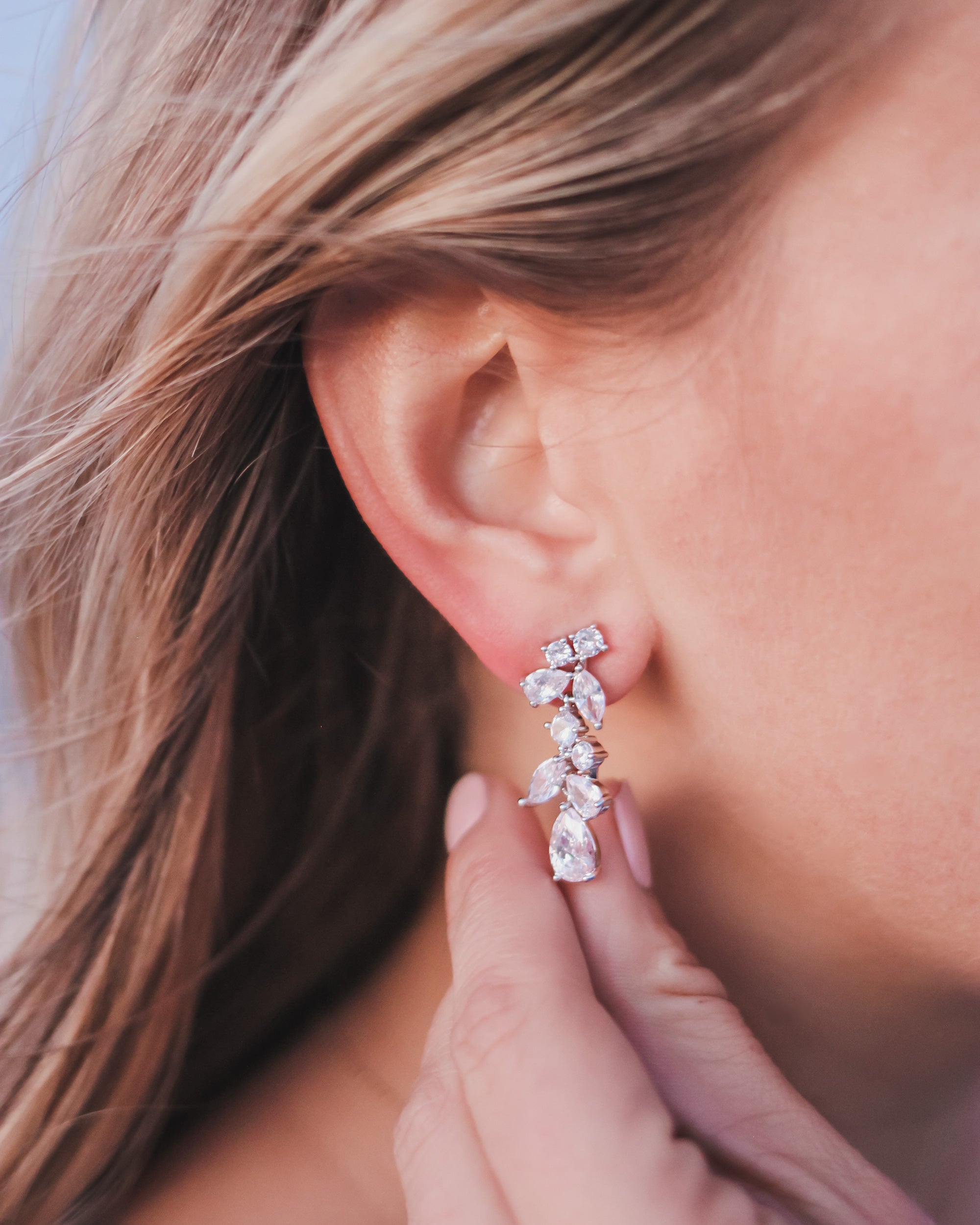 Elegant Petite Scattered Vine CZ Stud Earrings for Women - Perfect for Weddings, Parties & Everyday Wear