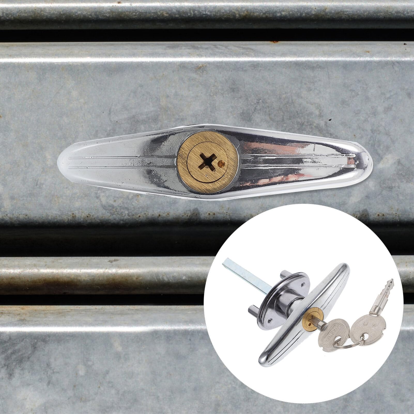 Garage Door T-Handle Lock Replacement Kit with Key - Heavy Duty Flap Door Lock for Sheds, Barns & Storage Units | Secure Outdoor Door Hardware for Home & Commercial Use