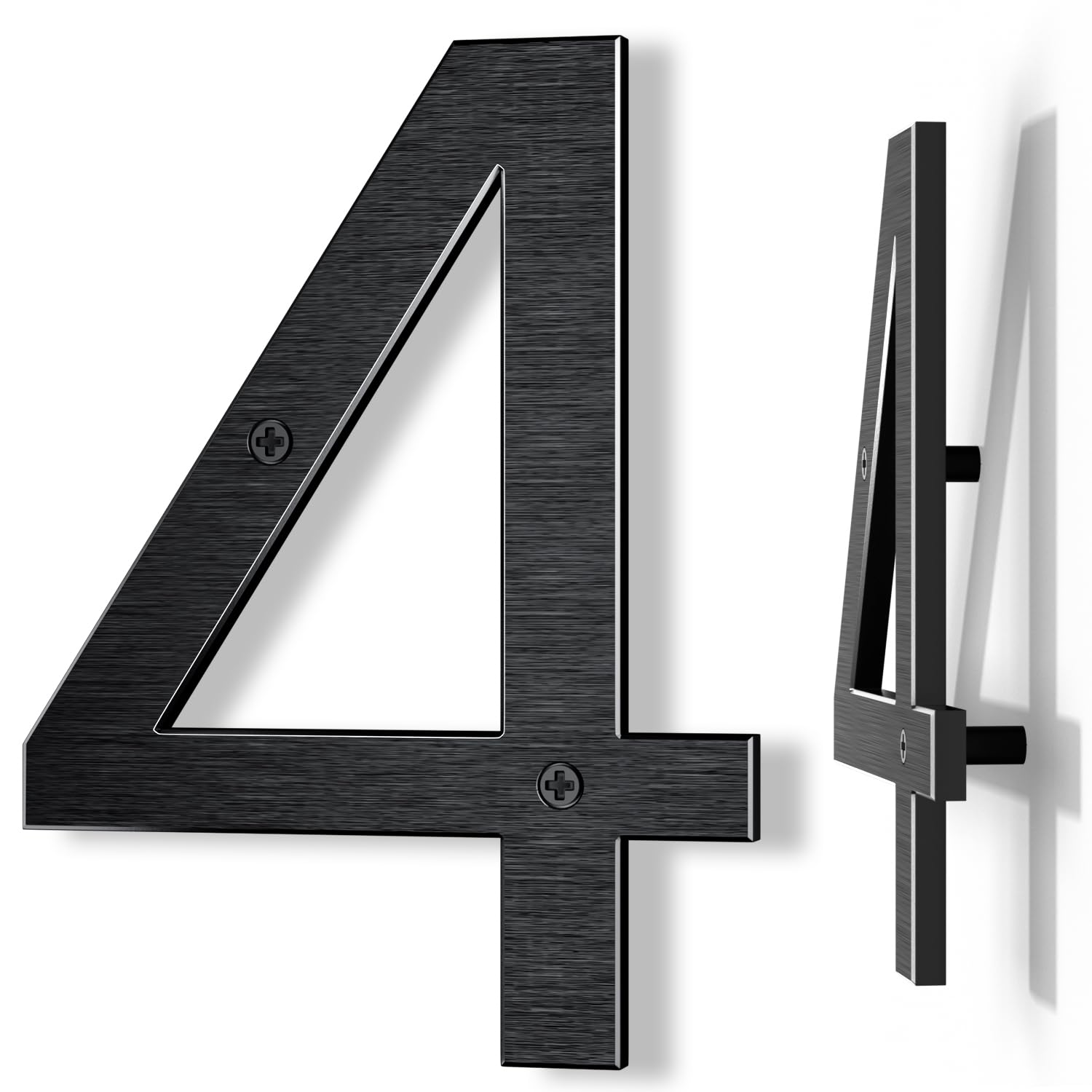 8 Inch Black Modern Floating Metal House Numbers - Durable Aluminum Address Plaques for Outdoor Front Door, Brick House, Mailbox (Set of 4) | Weatherproof & Easy to Install for Enhanced Curb Appeal