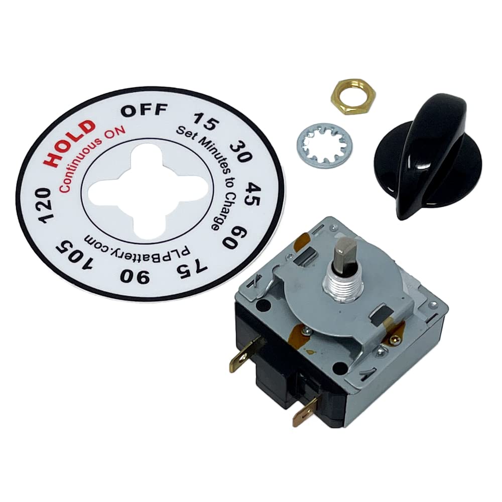 PowerForged 120 Minute Battery Charger Timer Kit with Hold Position - Panel Mount for Marine, RV & Automotive Applications