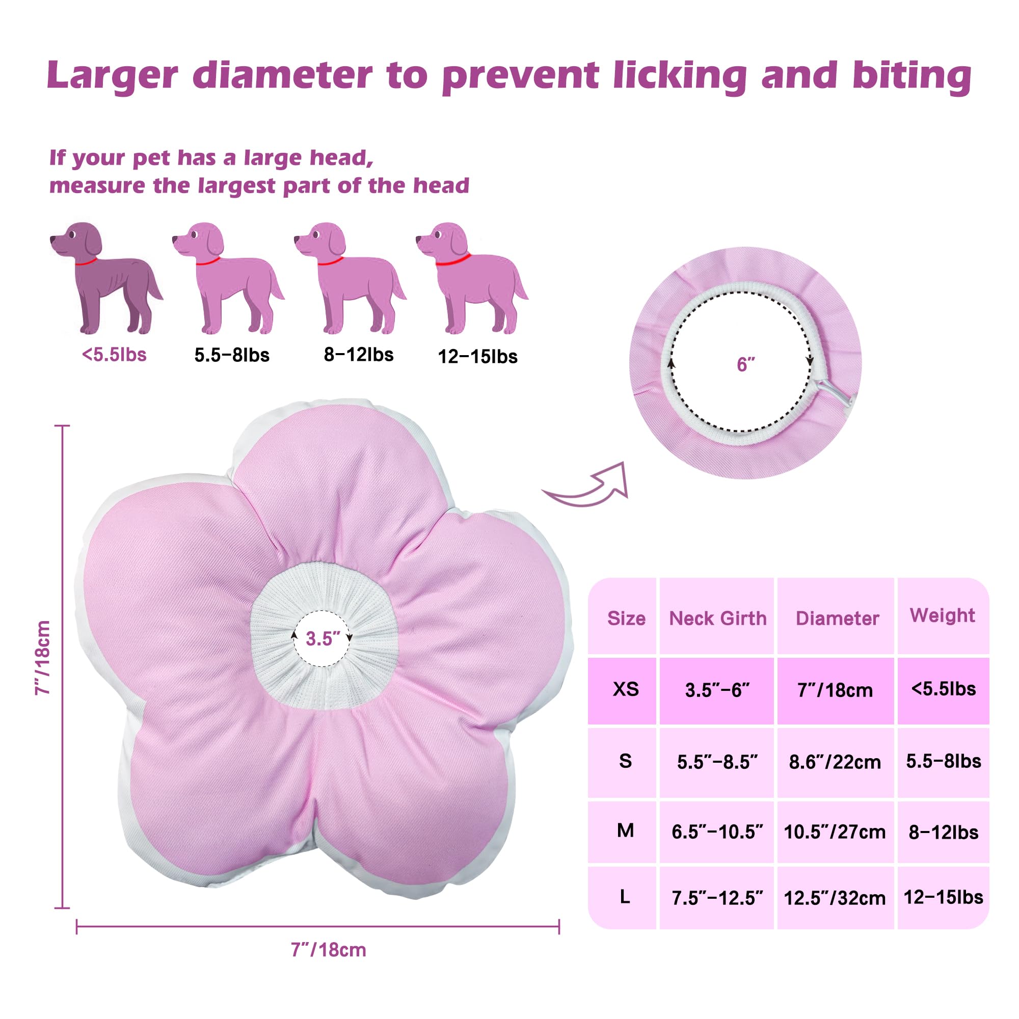 Soft Adjustable Dog Cone for Small Dogs & Cats - Comfortable Post-Surgery Recovery Collar, Washable Elizabethan E-Collar to Prevent Licking Wounds (Pink, XS) - Perfect for Post-Op Care, Spay/Neuter Recovery & Wound Protection
