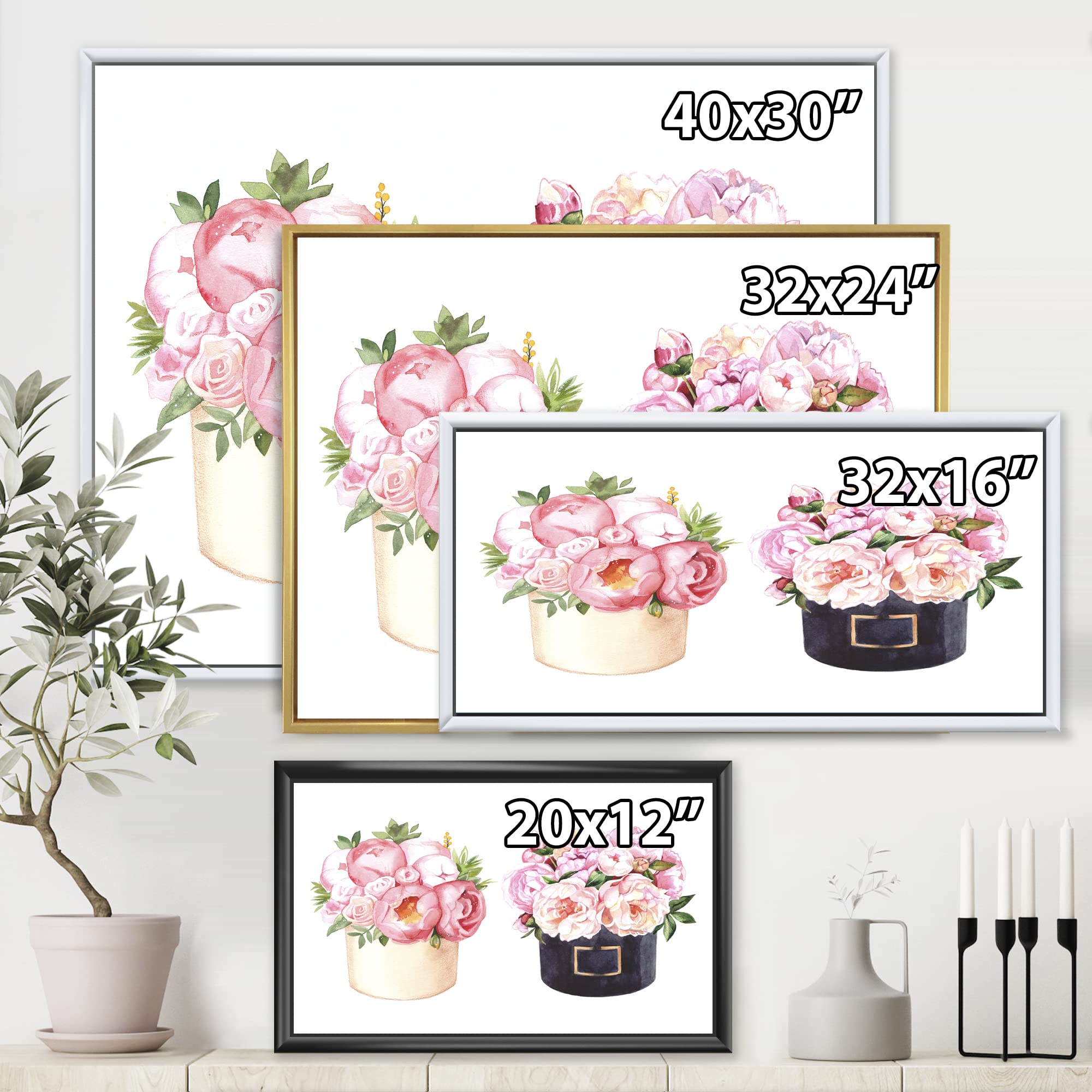 Farmhouse Floral Canvas Wall Art - Peony & Rose Flower Box Print for Home Decor | Perfect for Living Room, Bedroom & Office