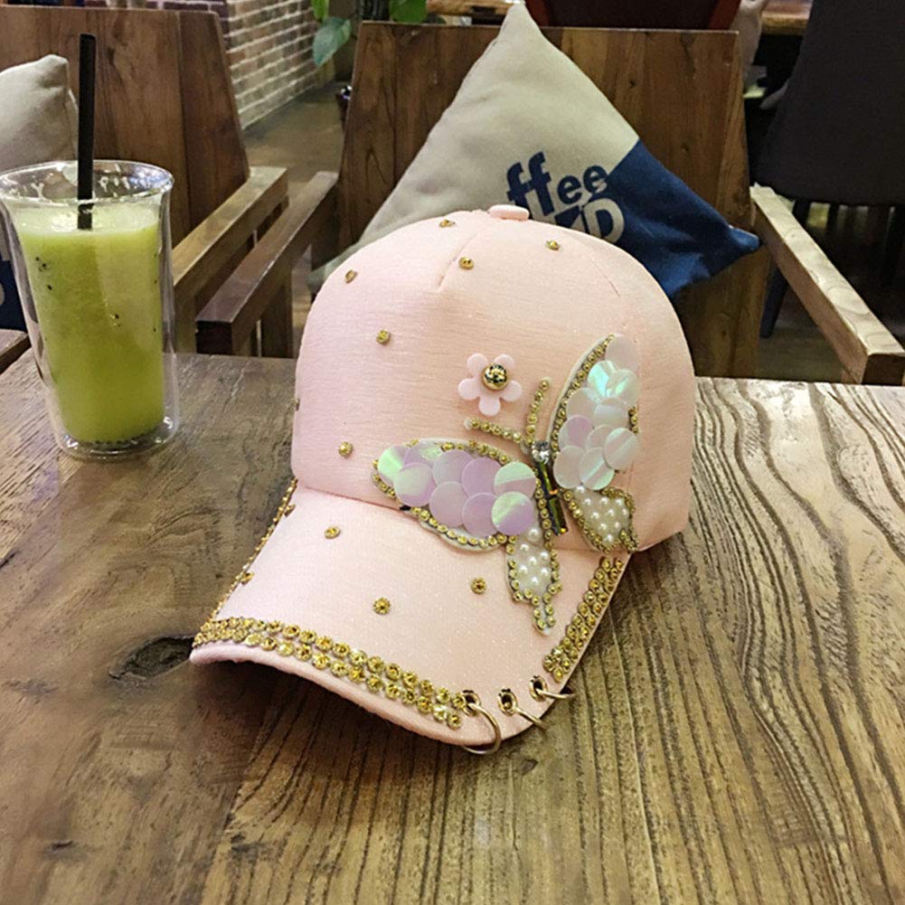 Stylish Women's Baseball Caps with Pearl & Rhinestone Embellishments - Adjustable Rings for Ladies - Perfect for Casual Outfits, Sports Events & Outdoor Activities