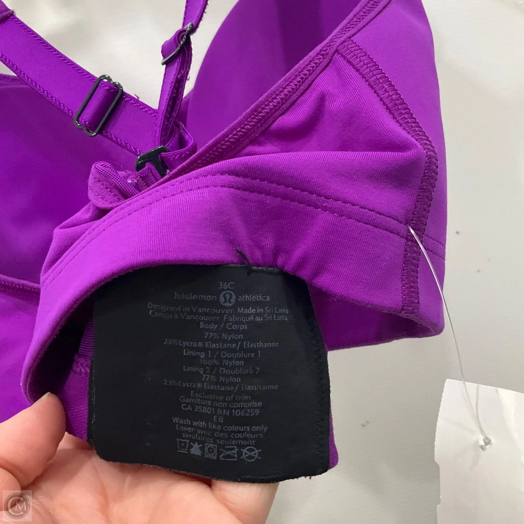 Lululemon Purple Athletic Sports Bra for Women Size 8 - High Support Workout Top for Running, Yoga & Gym
