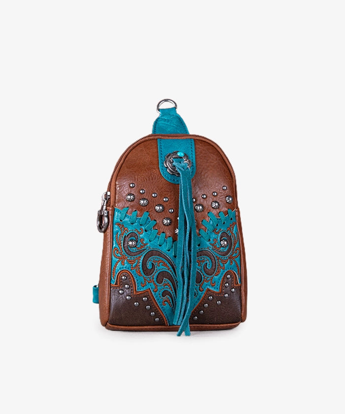 Montana West Embroidered Whipstitch Crossbody Sling Bag for Women - Stylish Boho Purse for Travel, Shopping & Everyday Use