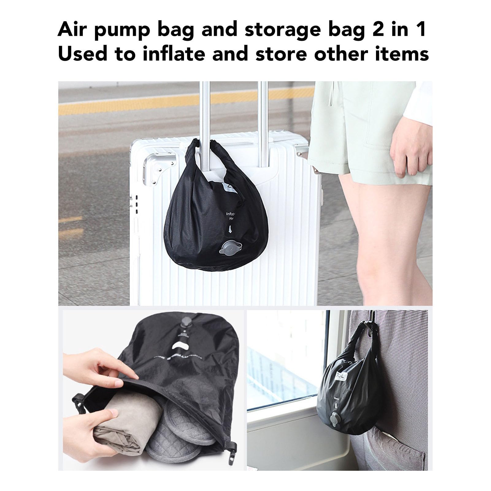 **Portable Air Pump Bag - Waterproof Inflatable Sleeping Bag & Travel Foot Rest - Multi-Functional Storage Bag for Camping, Hiking, and Road Trips**