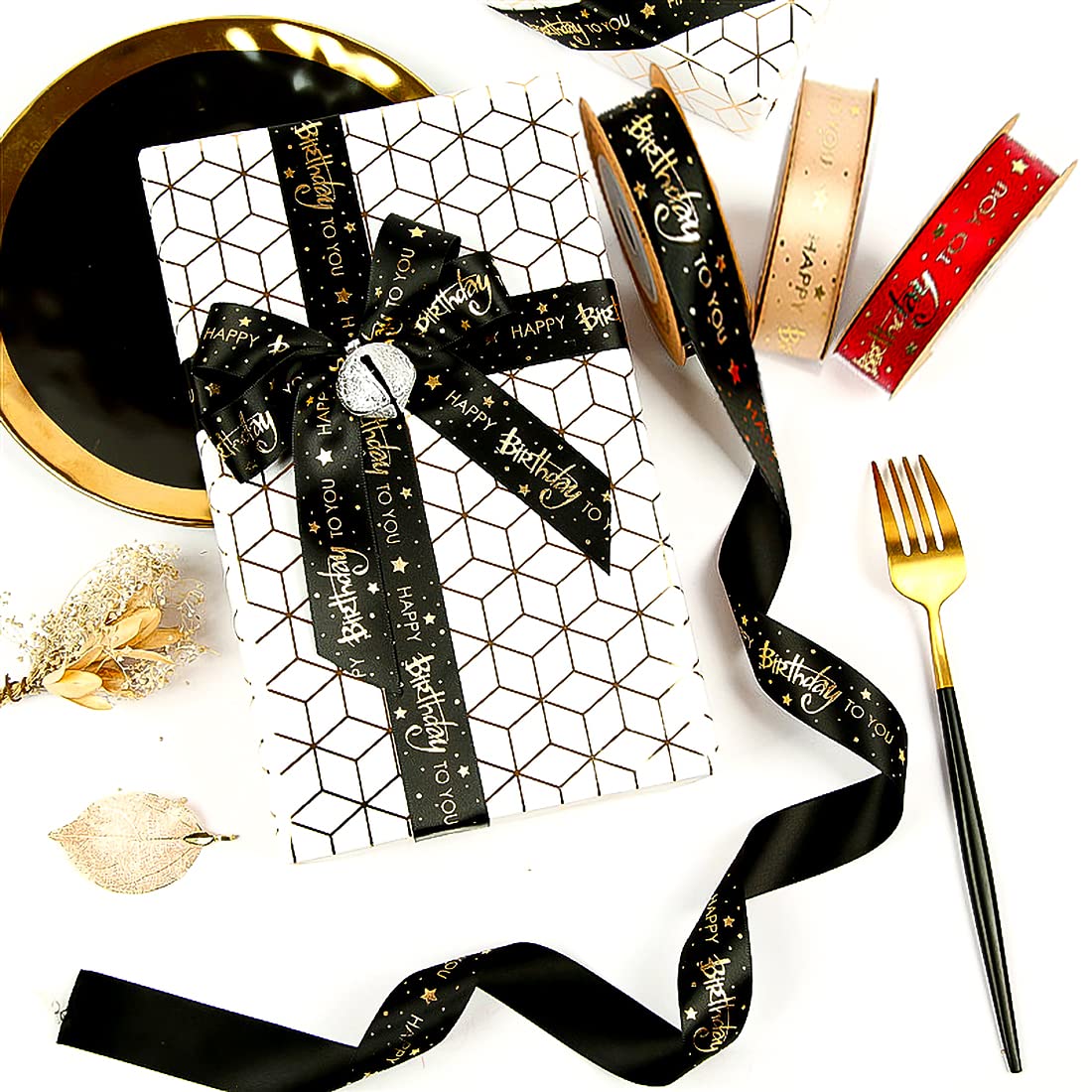 5/8 Inch x 20 Yards Black Satin Ribbon for Gift Wrapping, DIY Crafts, Wreath Making, Party Decorations - Perfect for Birthday, Wedding, Christmas & Holiday Celebrations
