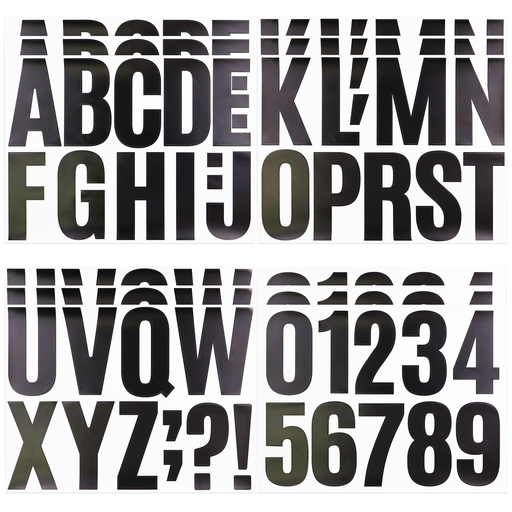 12 Sheets Self-Adhesive Vinyl Letter & Number Stickers (4 Inch) - Black Alphabet, Punctuation Stickers for Mailbox, Scrapbooking, DIY Crafts, Home Decor | Perfect for Arts Projects, School Supplies & Party Decorations