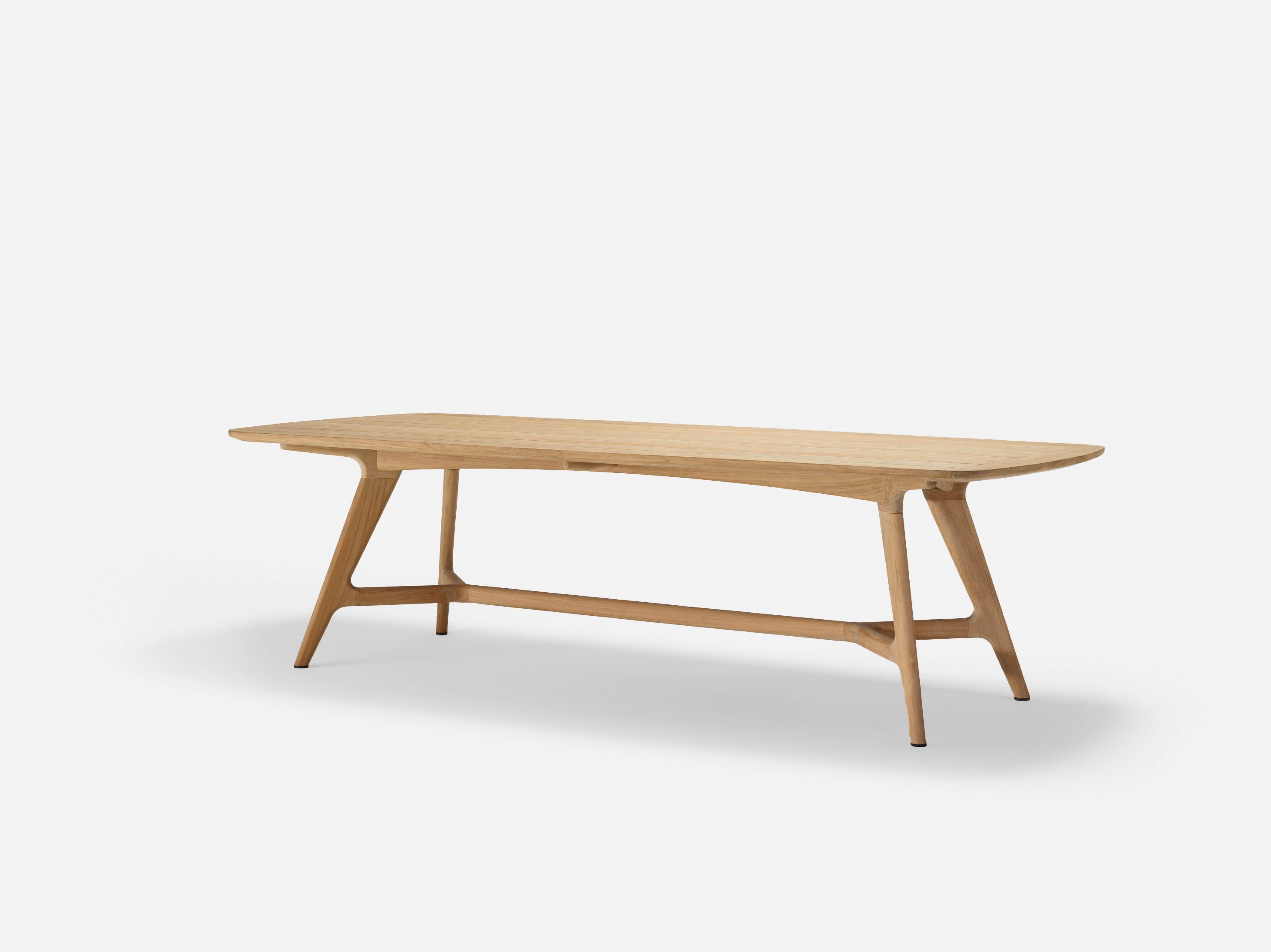 Premium Forrest Elliptical Teak Wood Dining Table - Modern Outdoor Patio Furniture for Garden, Deck & Poolside Entertaining