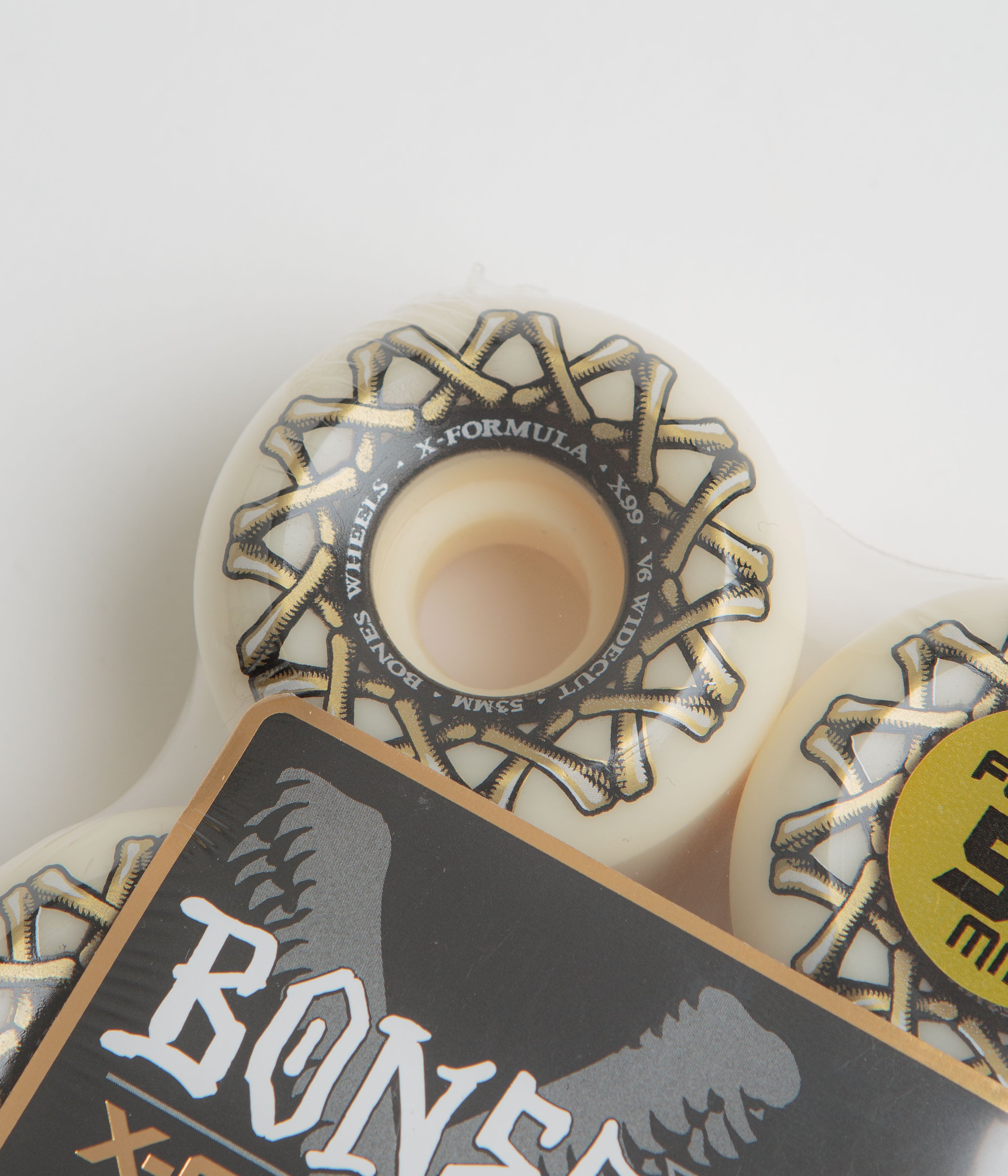 Bones X Formula XF Widecut 99A V6 White 53mm Skateboard Wheels - Perfect for Street Skating and Smooth Rides