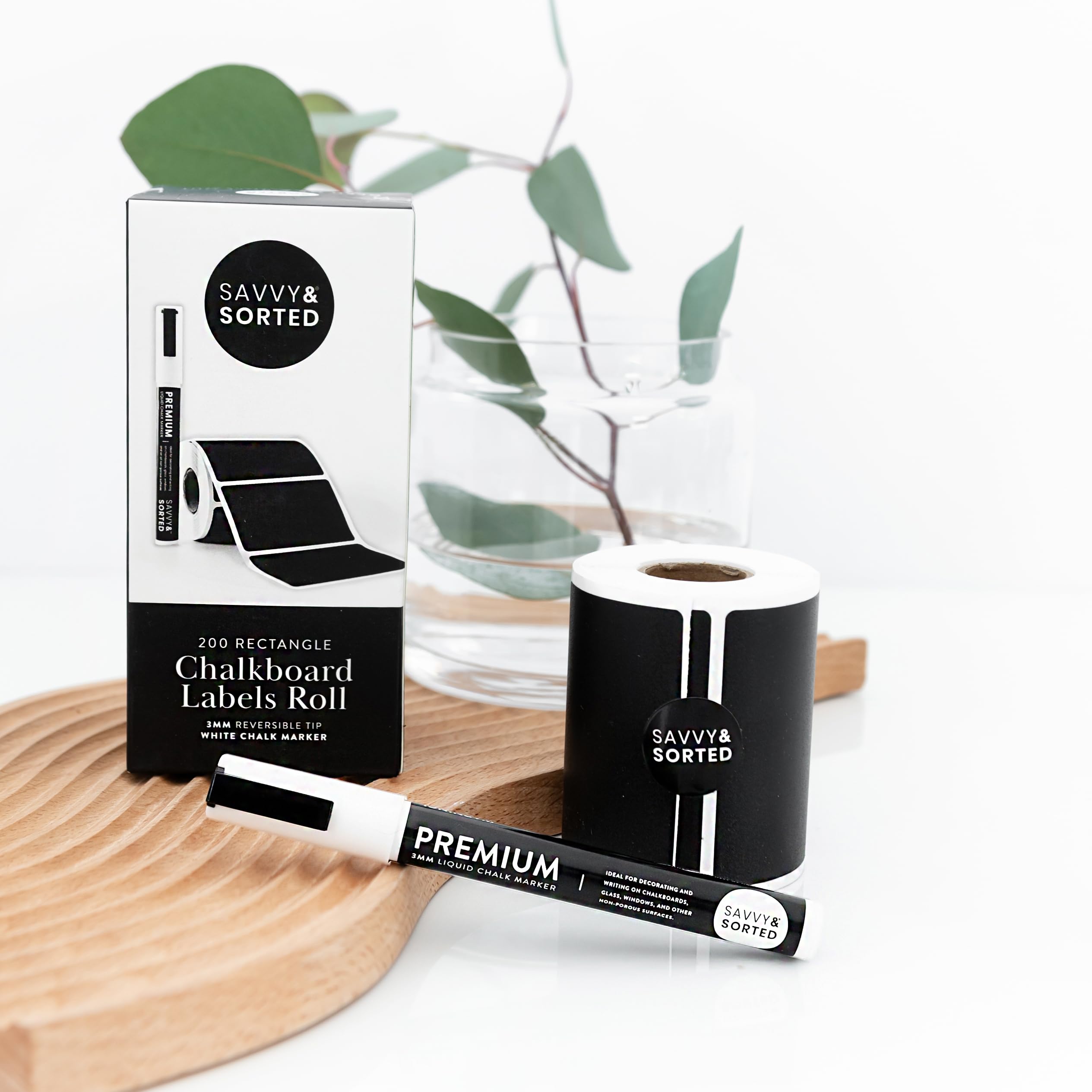 200 Pack Removable Chalkboard Labels for Storage Bins & Pantry Containers - Reusable Black Stickers with Chalk Marker - Perfect for Kitchen Organization, Home Storage & Classroom Supplies
