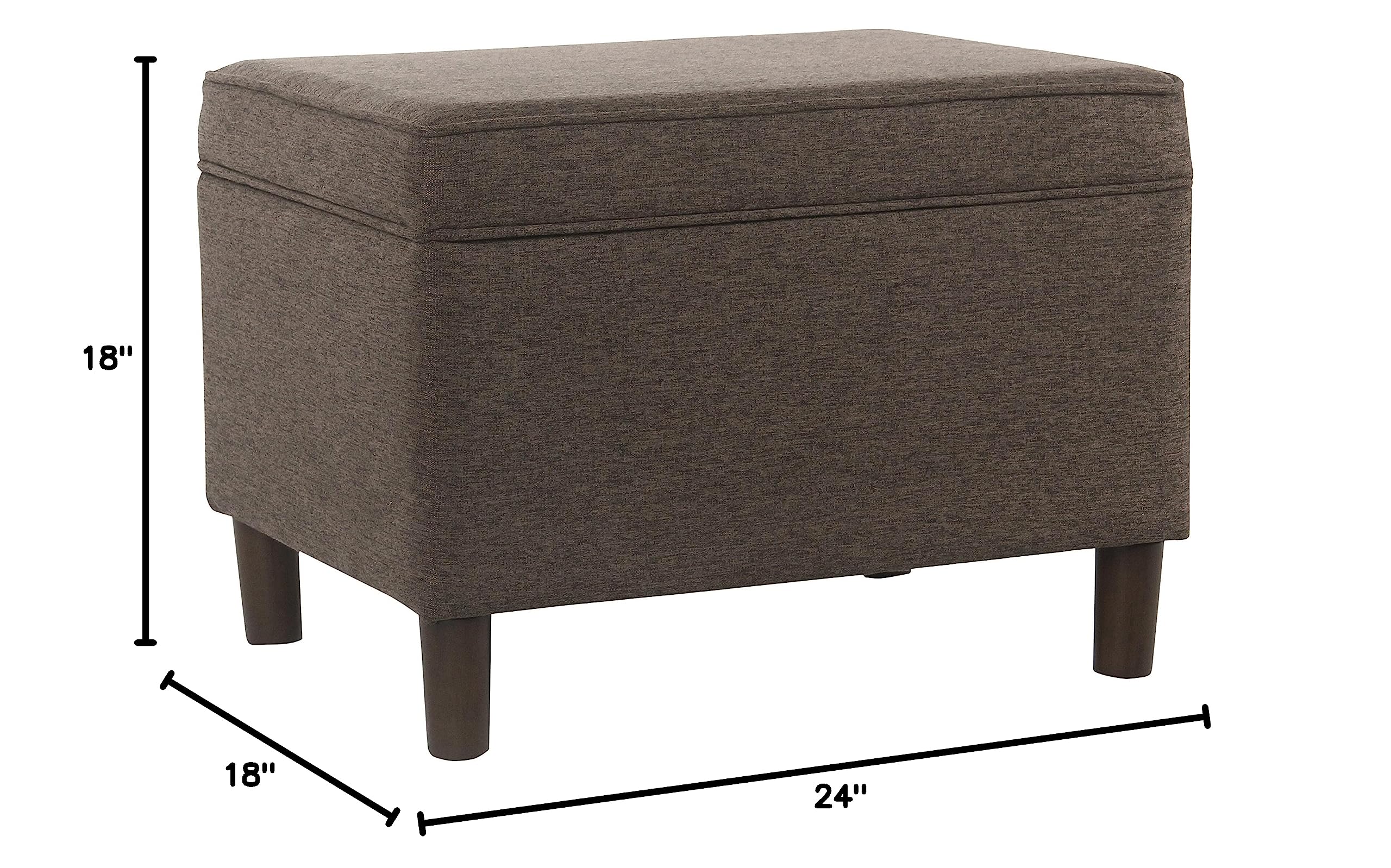 Modern Storage Ottoman - Dinah Collection | Chocolate Brown Upholstered Ottoman with Hidden Storage | Perfect for Living Room, Bedroom & Home Office Organization