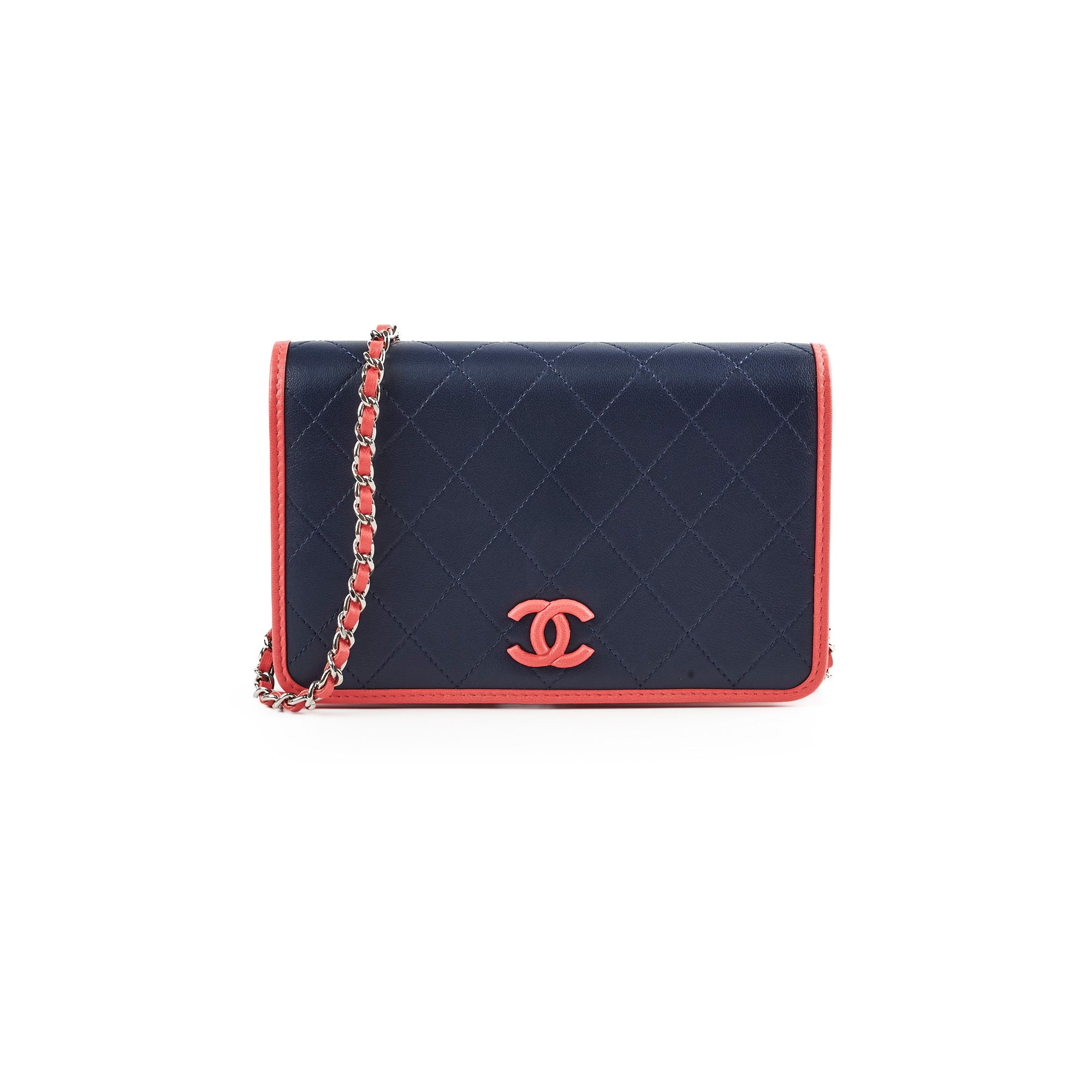 Chanel Lambskin Wallet On Chain WOC in Pop Blue & Pink - Luxury Crossbody Bag for Women, Perfect for Evening Parties & Date Nights