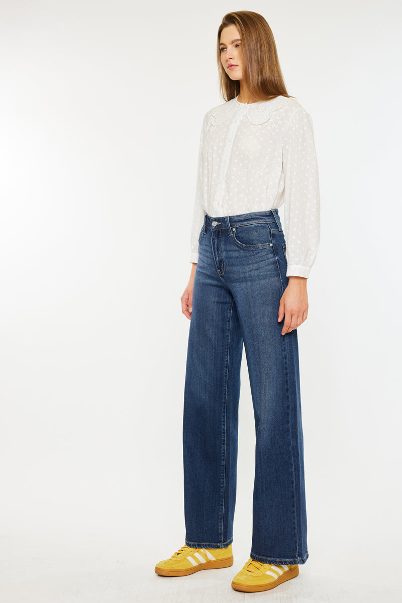 Samara High Rise Wide Leg Jeans for Women - Stretchy Comfort Denim Pants - Perfect for Casual Outfits, Workwear & Street Style Fashion