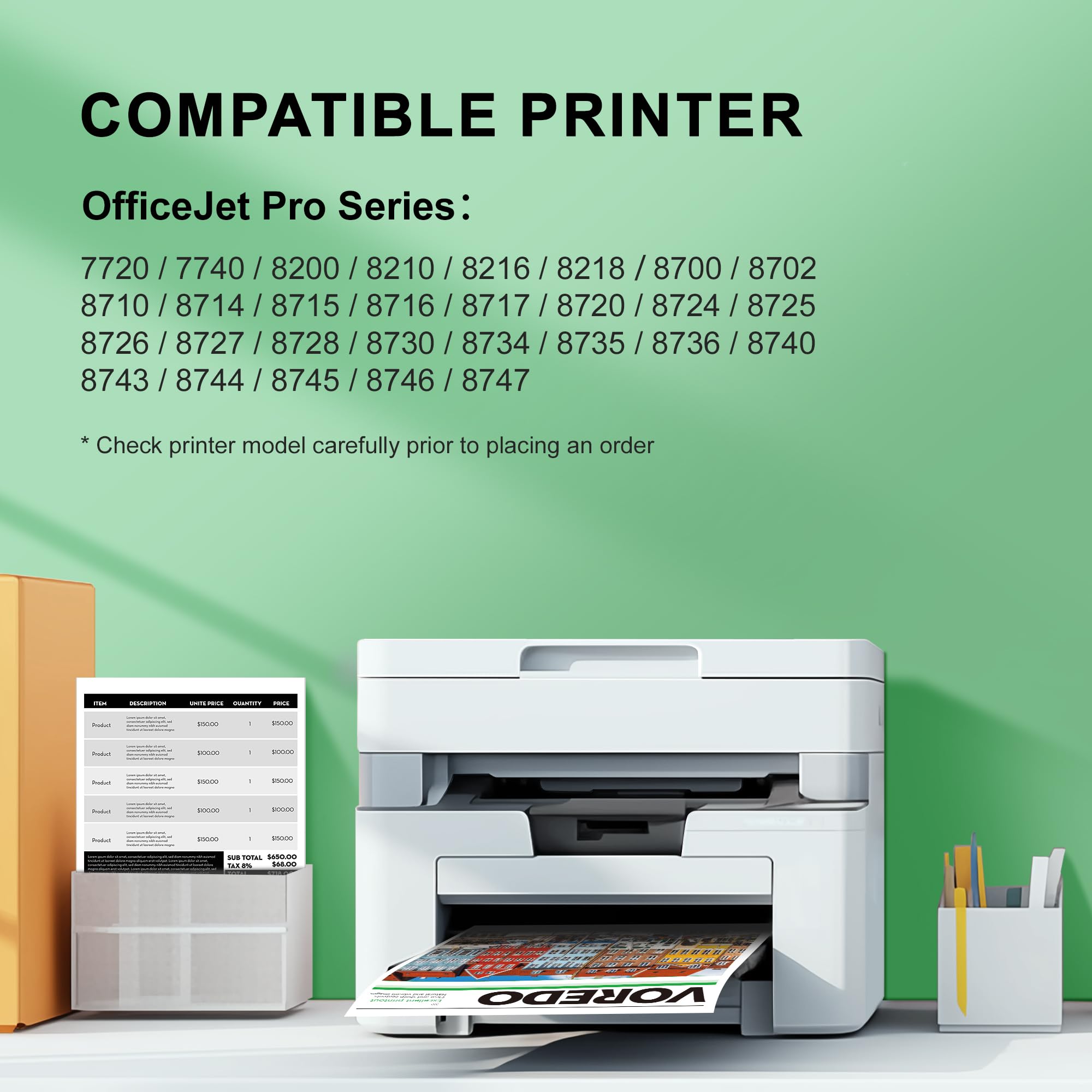 952XL Ink Cartridges Combo Pack - Replacement for HP 952 High Yield - Compatible with Officejet Pro 7740, 8210, 8710, 8720, 8740, 8715, 7720, 8725, 8730 Printers (4 Pack - Black, Cyan, Magenta, Yellow) - Perfect for Home Office & Small Business Printing Needs