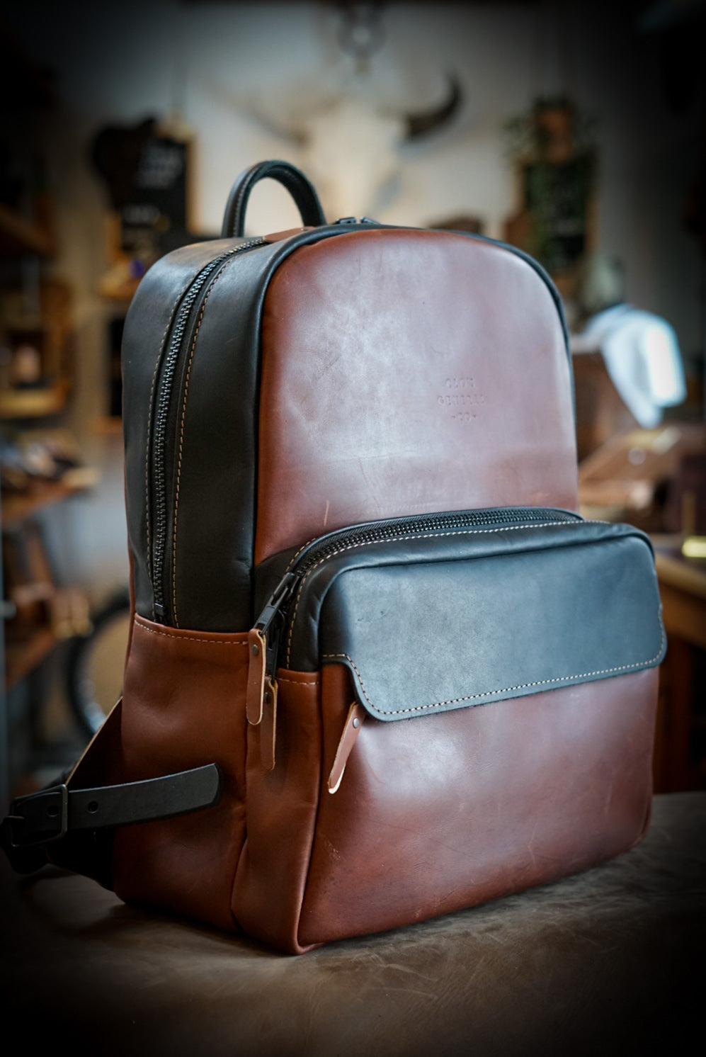 Stylish Commuter Backpack for Men & Women - Two Tone Design (Brown/Black) - Durable Laptop Backpack for Work, Travel & College - Perfect for Daily Commute & Business Trips